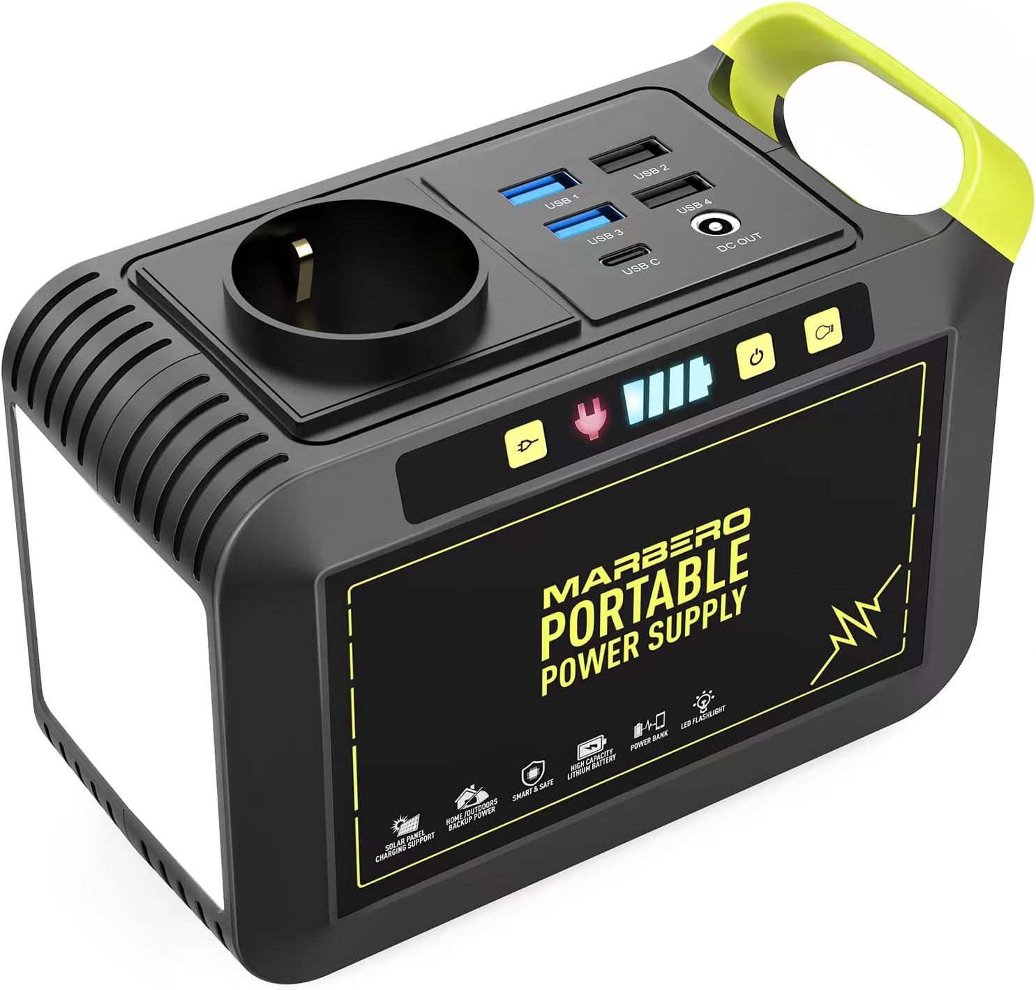 MARBERO 88Wh Centrale Elettrica Portatile 24000mAh Campeggio Generatore di Corrente Power Bank con Presa CA 120W Max 220V CA, CC, USB QC3.0, Torcia LED per CPAP Casa Campeggio Emergenza Backup