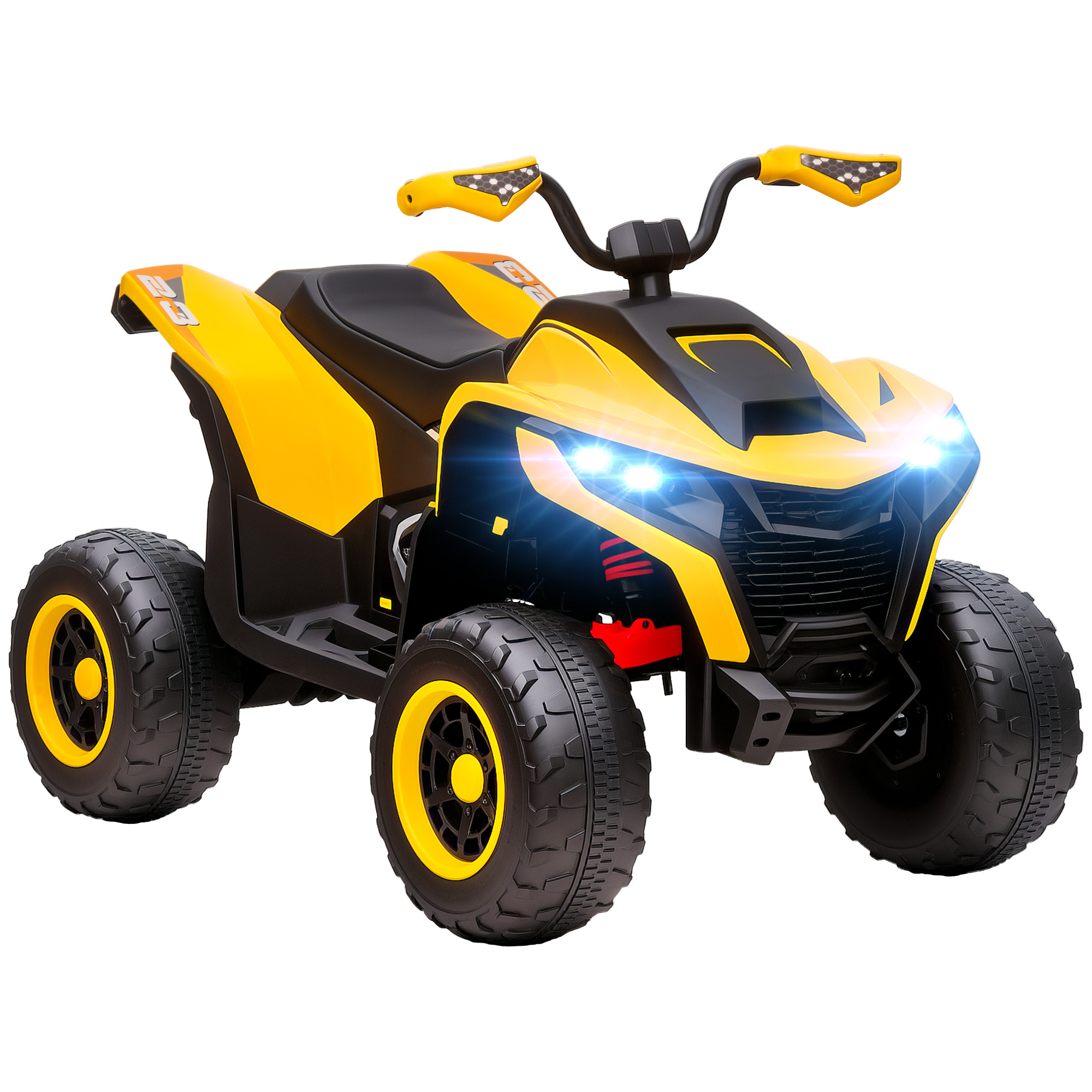 AIYAPLAY Elektrische Kinderquad, 3-6 km/u, LED-licht, Muziek, USB, 3-8 Jaar, Geel