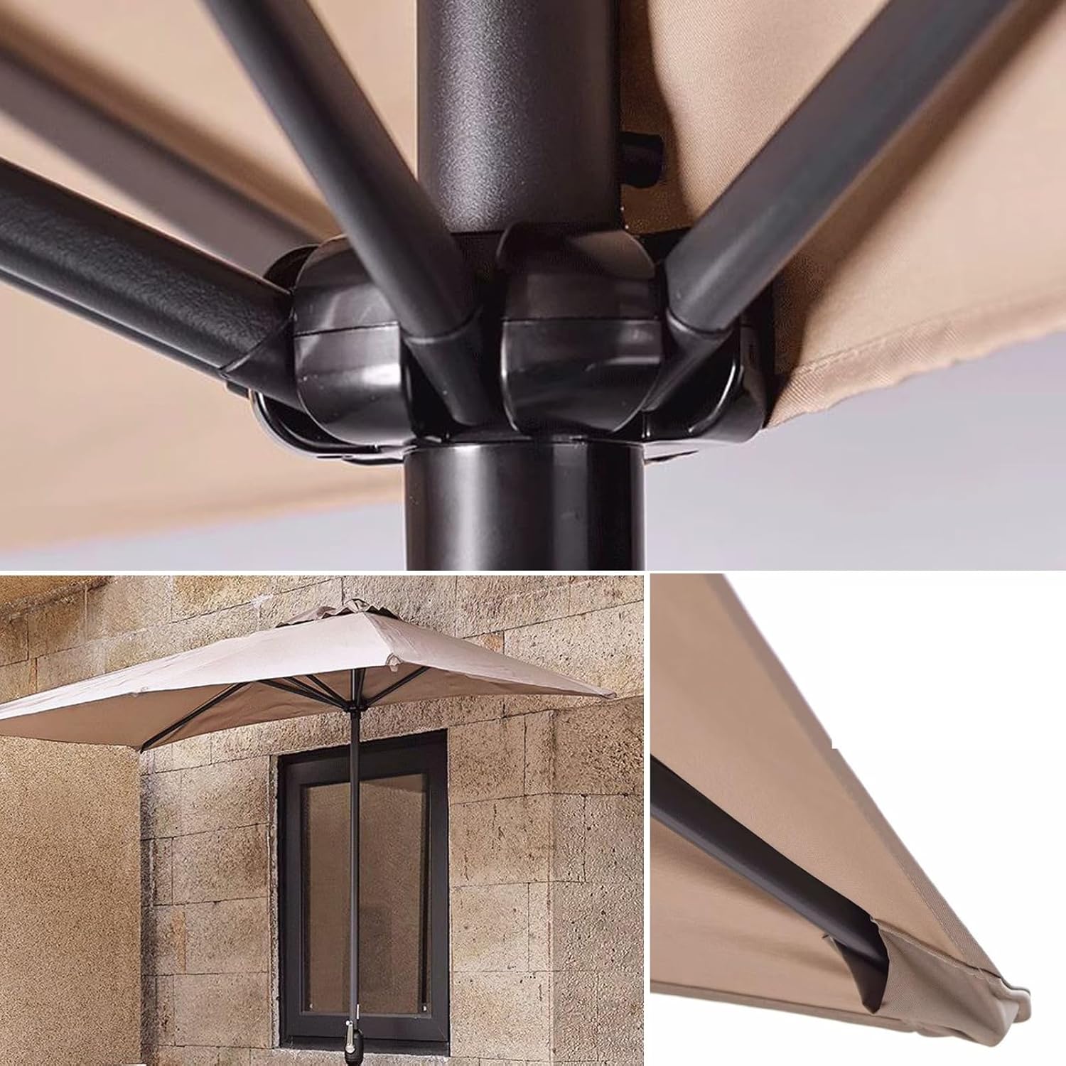 Sonnenschirm Mit Halbem Vordach for Den Außenbereich, 2,6 M Langer Sonnenschirm Ideal for Kleinen Schatten Auf Balkonen, Tischen Oder Terrassen(Green)