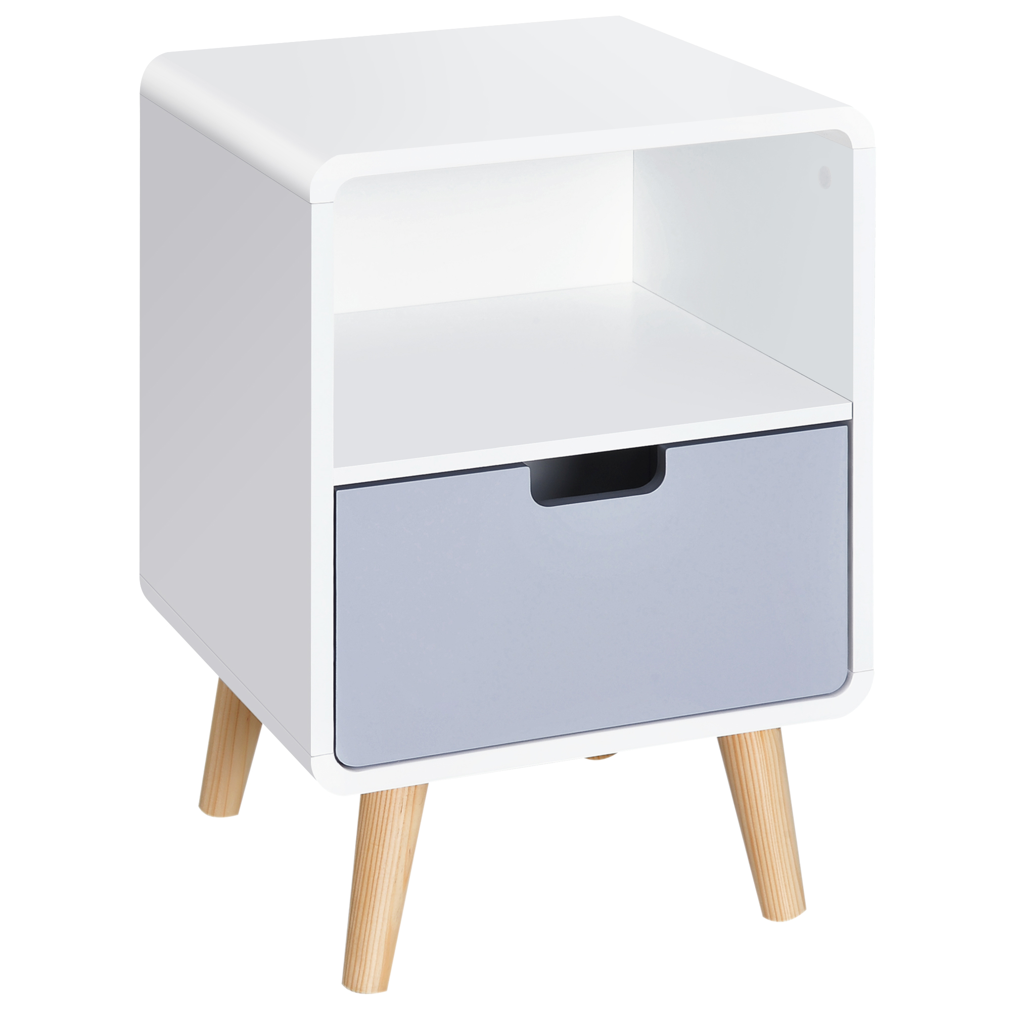 HOMCOM Nachttisch Nachtkommode Beistelltisch modernen Design mit 1 Regal Schlafzimmer MDF weiß L40 x B38 x H58cm