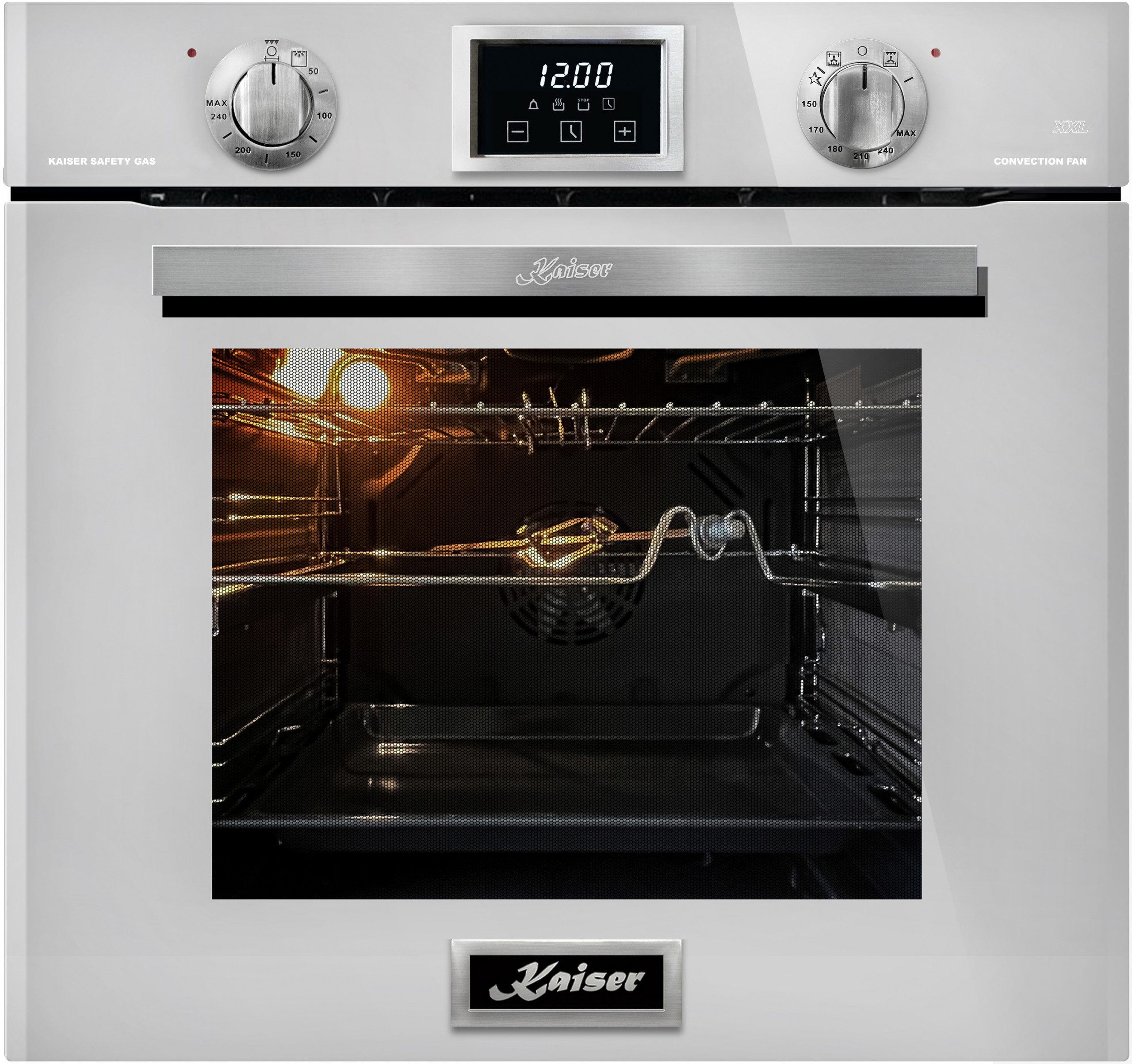 Backofen-Set Herd Set Autark Einbau-Backofen 60 cm in Weiß,Gas Backofen+Gas-Kochfeld 60 cm 4 Brenner 3,8 KW WOK EG 6374 W + KCG 6380.