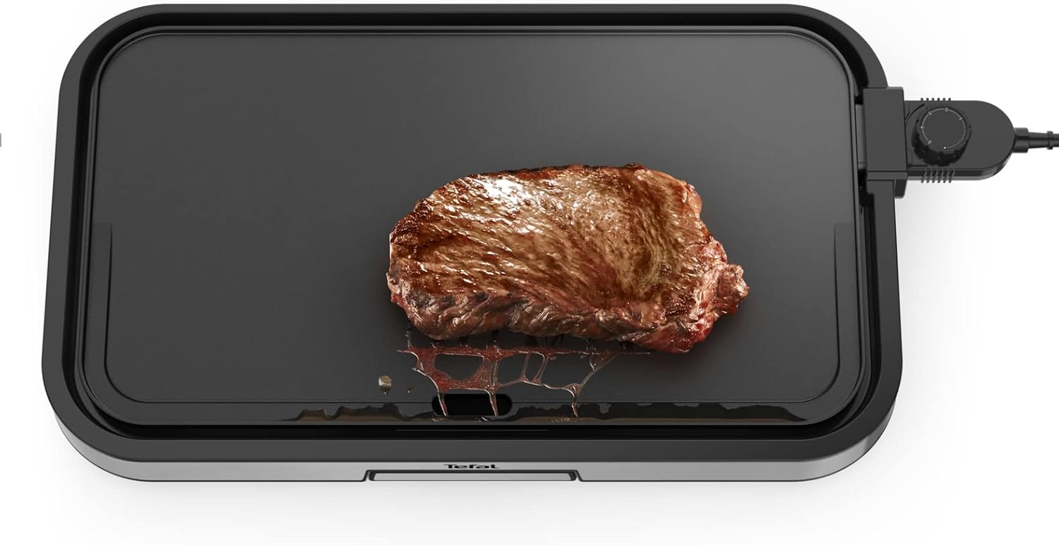 Tefal CB631D Giant Plancha Grill 12 persone, superficie XXL grill, rivestimento antiaderente, termostato regolabile, oil-free, cucina sana, facile da pulire, 2300 W,Acciaio inossidabile