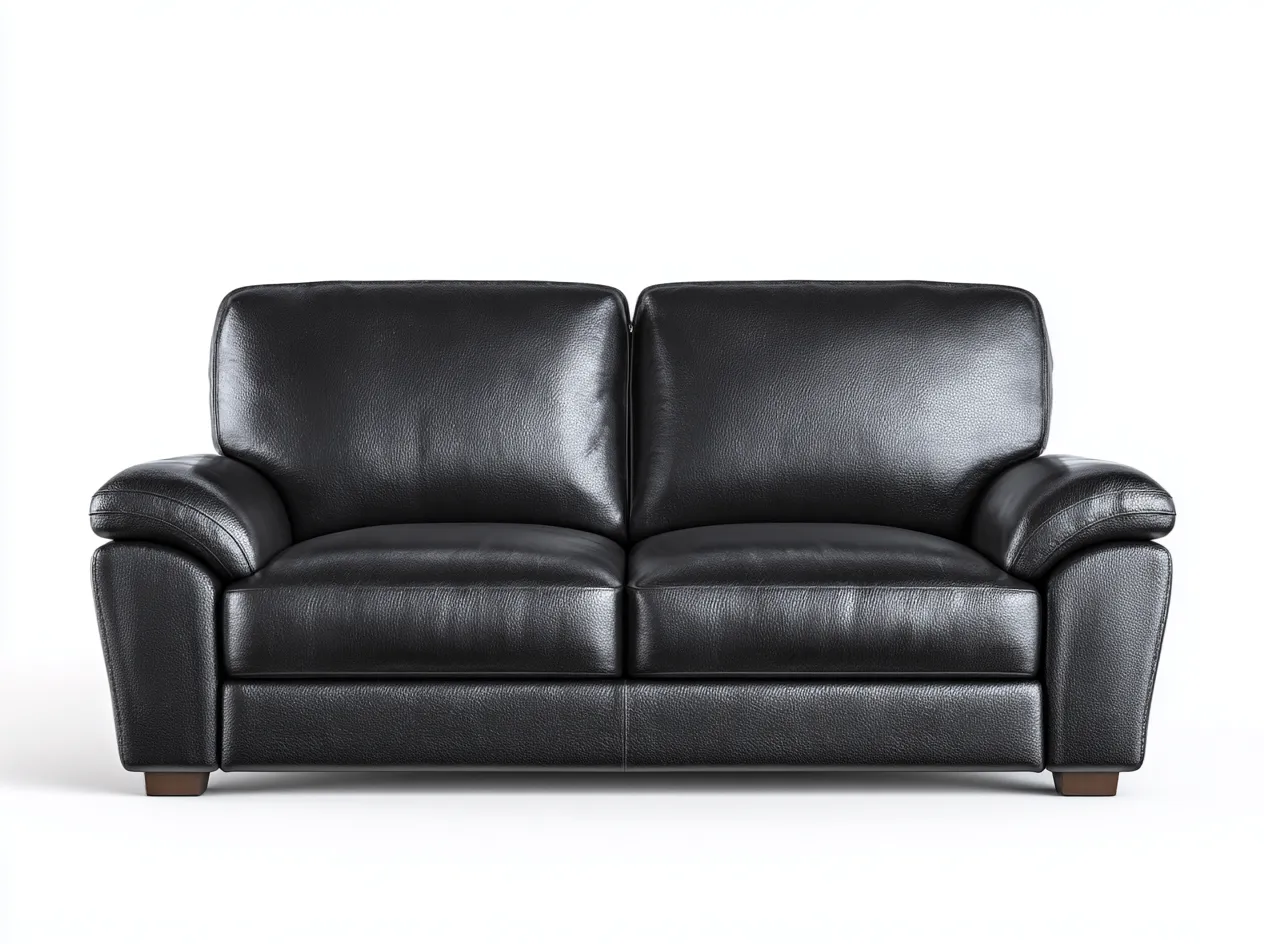 Divano a due posti-Pelle-158x88x85 cm-Nero-Stile moderno