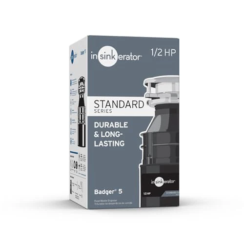 InSinkErator Badger 5 Garbage Disposal, 1/2 HP Continuous Feed, Compact Design, Quick Lock Installation