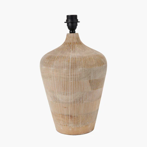 Tall Mango Wood Table Lamp Base �C Hand-Carved Whitewash Finish | 42cm
