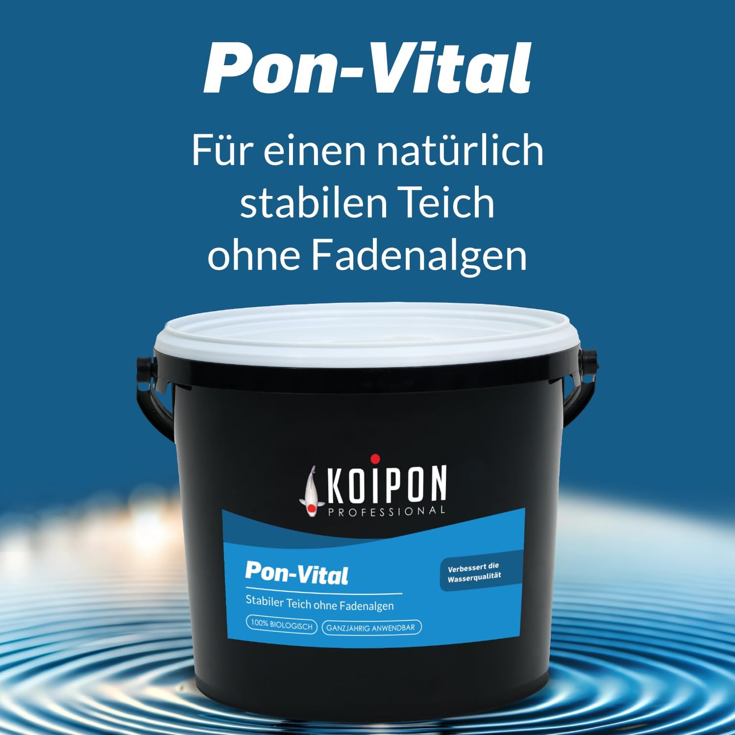 KOIPON Pon-Vital 25 kg, Die 100% biologische Alternative zum Fadenalgenvernichter gegen Algenwachstum und Fadenalgen im Gartenteich