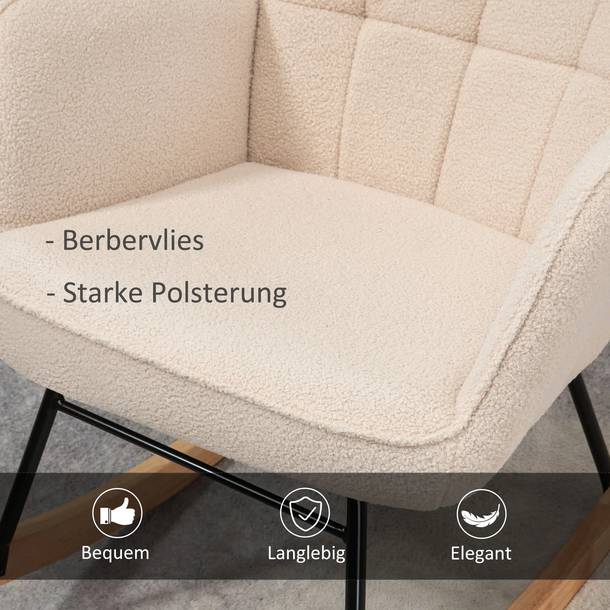 HOMCOM Schaukelstuhl Relaxsessel mit Berbervlies für Wohnzimmer