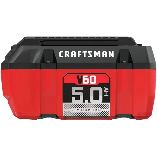 Batteria agli ioni di litio CRAFTSMAN V60 da 5,0 Ah con display LED, senza effetto memoria, garanzia di 4 anni.