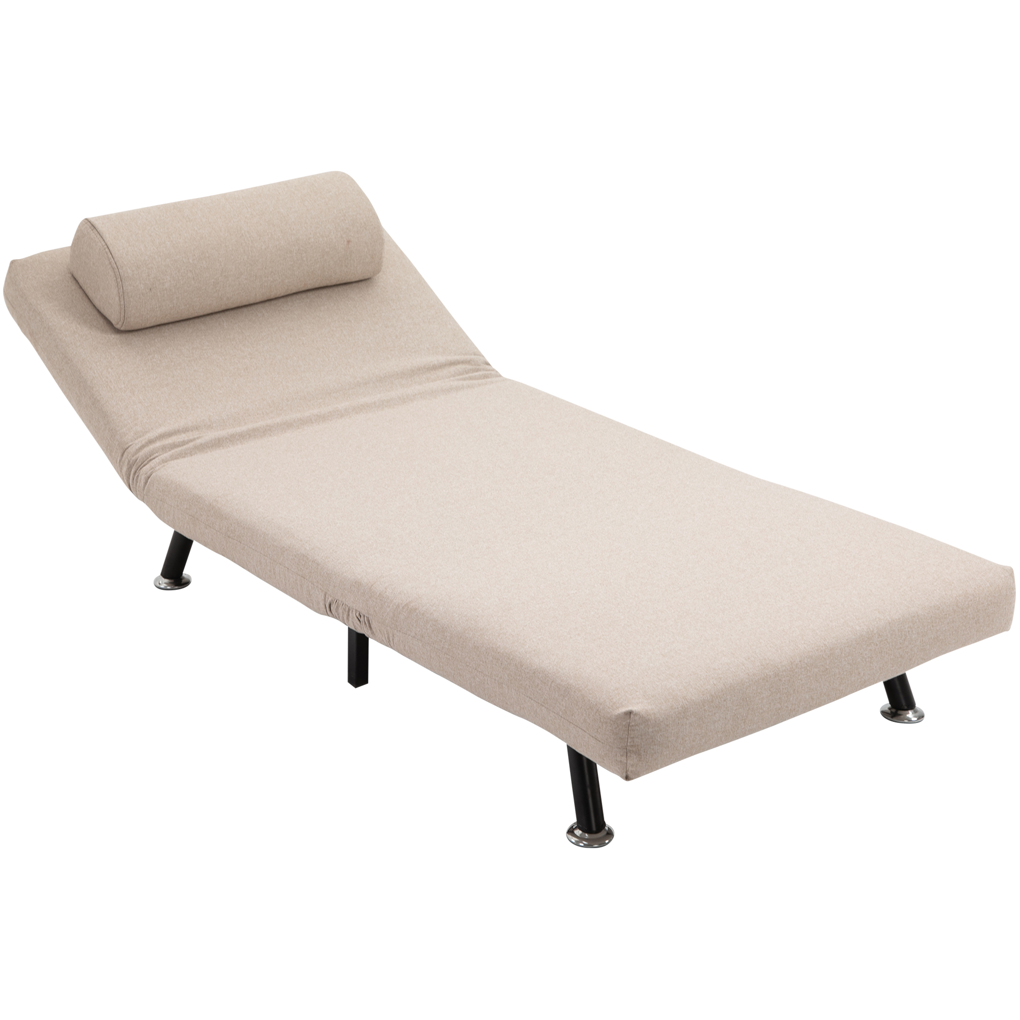 Opklapbare Stoel met Slaapfunctie, Opvouwbare Relaxstoel in Linnenlook, Verstelbare Rugleuning, 75 x 70 x 75 cm, Beige