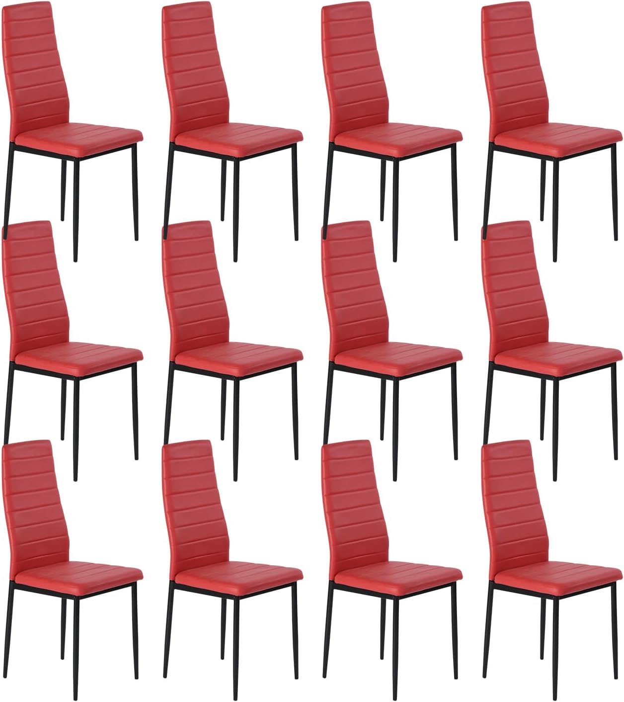buybyroom Dining Room Chairs, Kitchen Chairs, Set of 4, Modern Living Room Chairs, High Back, Metal Legs, Dining Table, Kitchen, Restaurant and Office, Black
