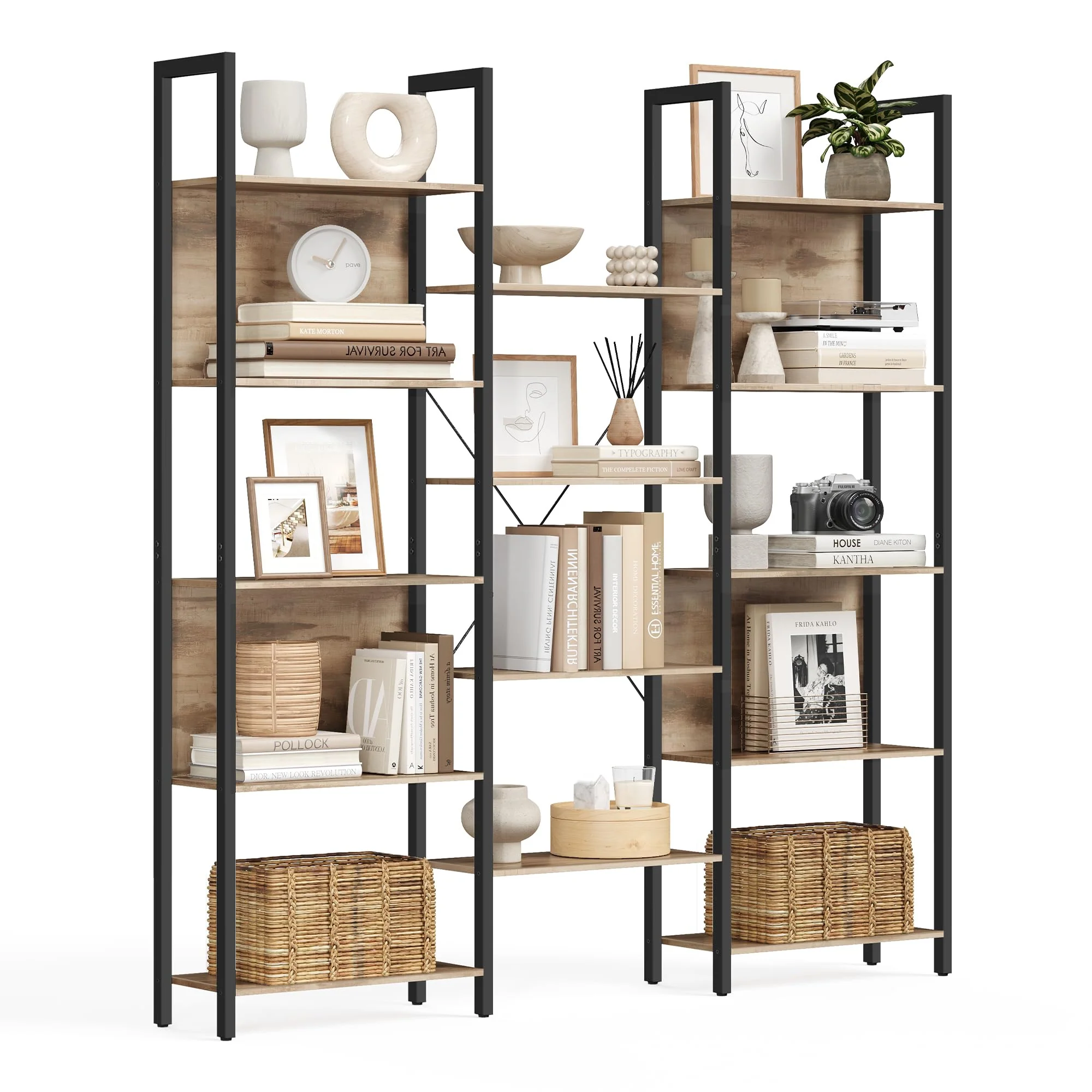 VASAGLE Bücherregal mit Metallrahmen, Standregal im Industrial-Stil