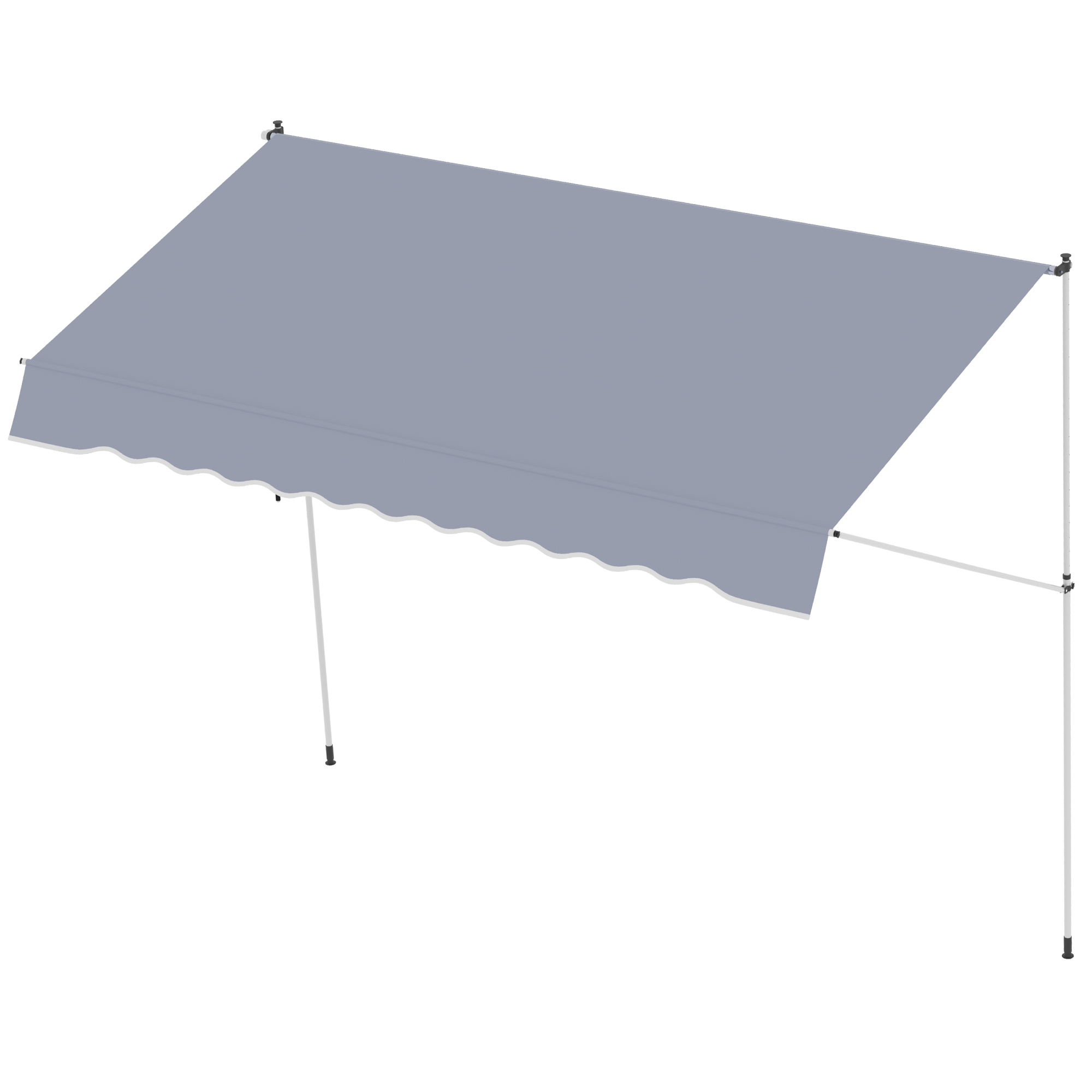 Outsunny Markise Manuelles ausziehbares 4L x 1,2B m Balkon Markise ohne Bohren Einstellbare Neigung und Höhe Schnelle Montage Metall Alu Polyester Anti-UV Dunkelgrau