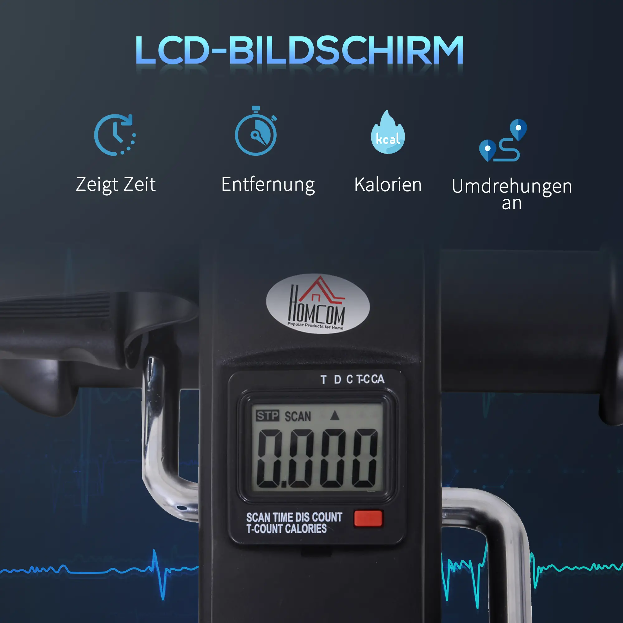 HOMCOM Mini Biketrainer met LCD-display, verstelbare weerstand