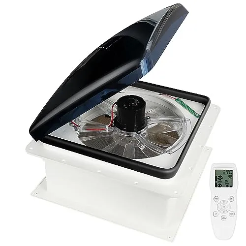 OUTPRIZE RV Roof Vent Fan, 12V Remote Control 14" Quiet Smart RV Roof Fan with Rain Sensor