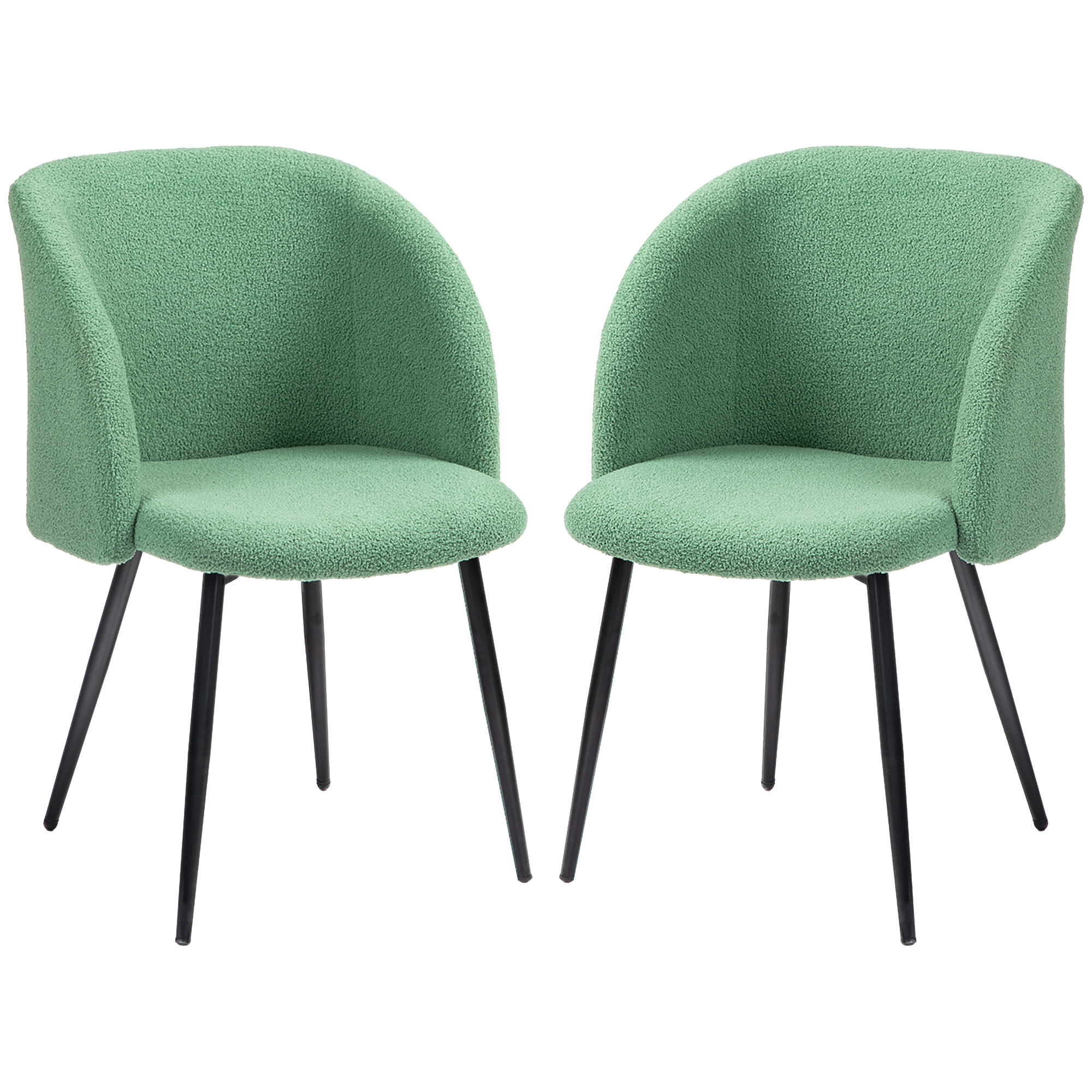 HOMCOM Set aus 2 Stühlen für Esszimmer mit Stoffrückenlehne und Stahlbeinen 55 x 62 x 80 cm Grün Schwarz