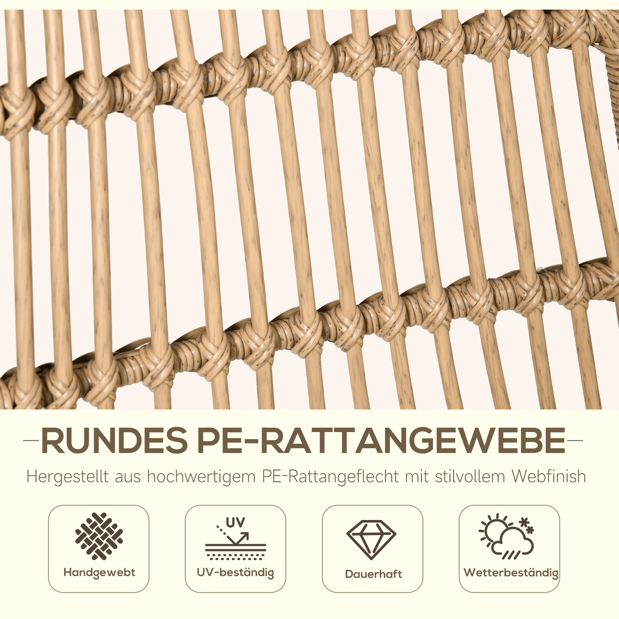 Outsunny 5-delige Polyrattan tuinmeubelset, eettafel met 4 stoelen, tuinmeubel met bijzettafel, tuinset, buiten, metaal, naturel