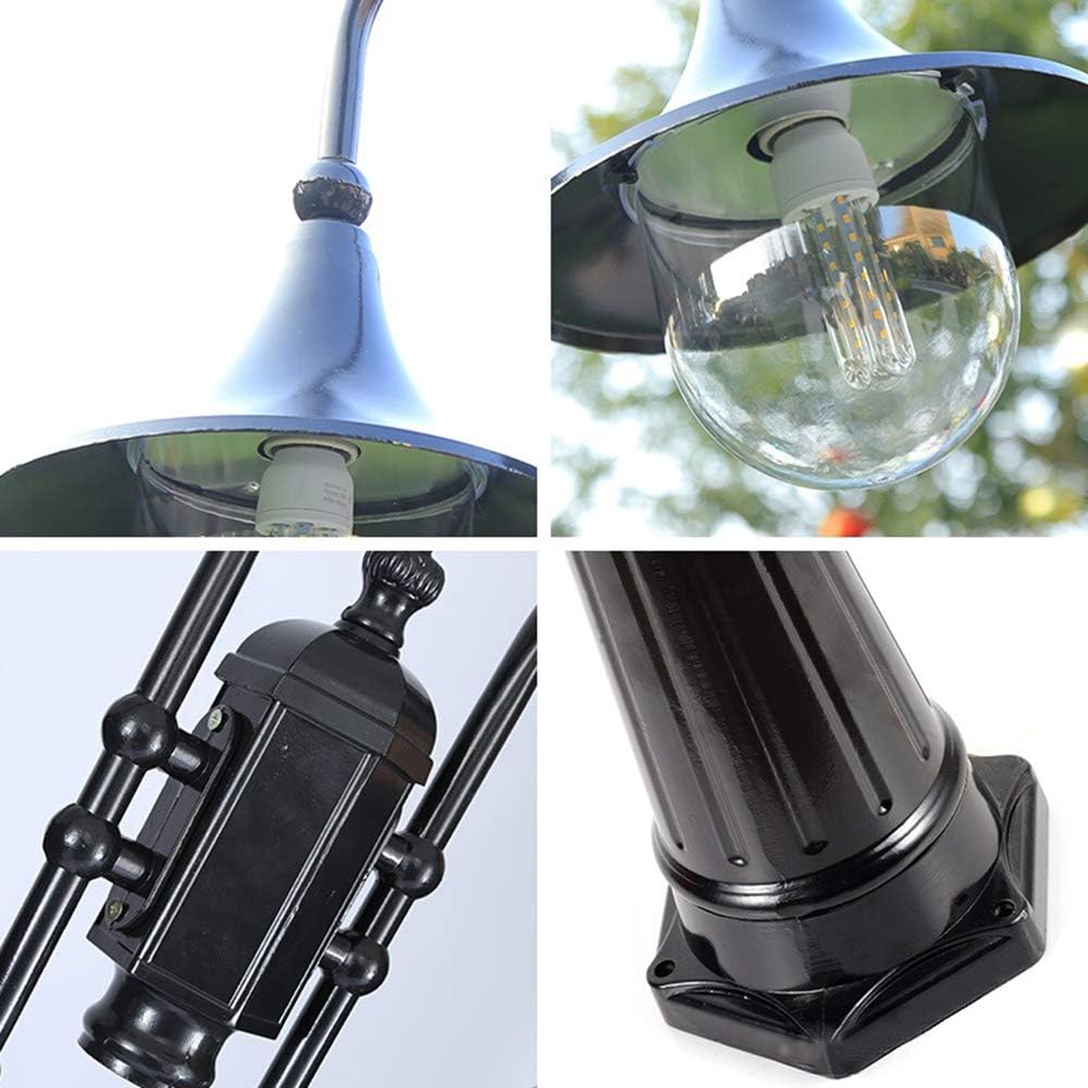 Außen Standleuchte Schwarz Aluminium Und Acryl H230CM,E27,IP65 Mastleuchte Robust Wasserdicht Wegeleuchte Terrasse Wege Außenleuchte Gartenlampe Außenlampe Straßen-Laterne