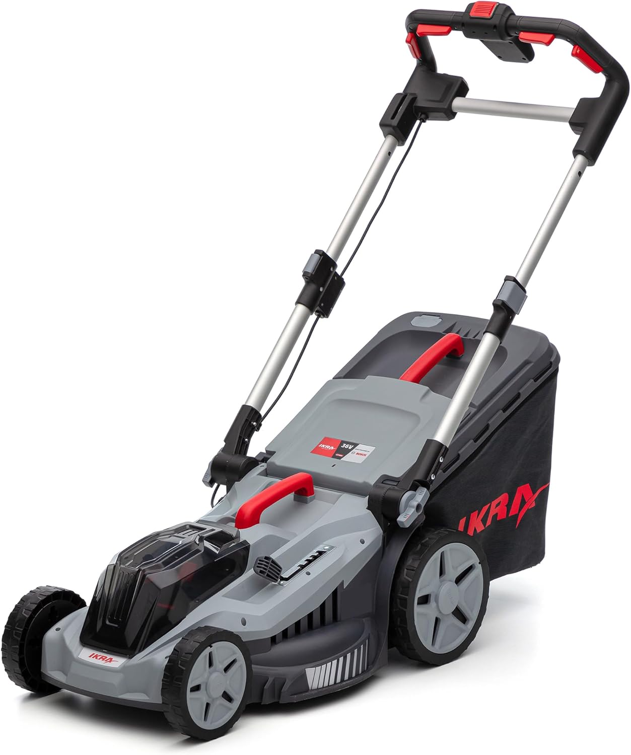 IKRA Bosch 36V Akku 3in1 Rasenmäher Mulchmäher IB-LM 43, Rasenflächen bis 600m2, Schnittbreite 43cm, Schnitthöhe 30-75mm, ohne Akku  und  Ladegerät