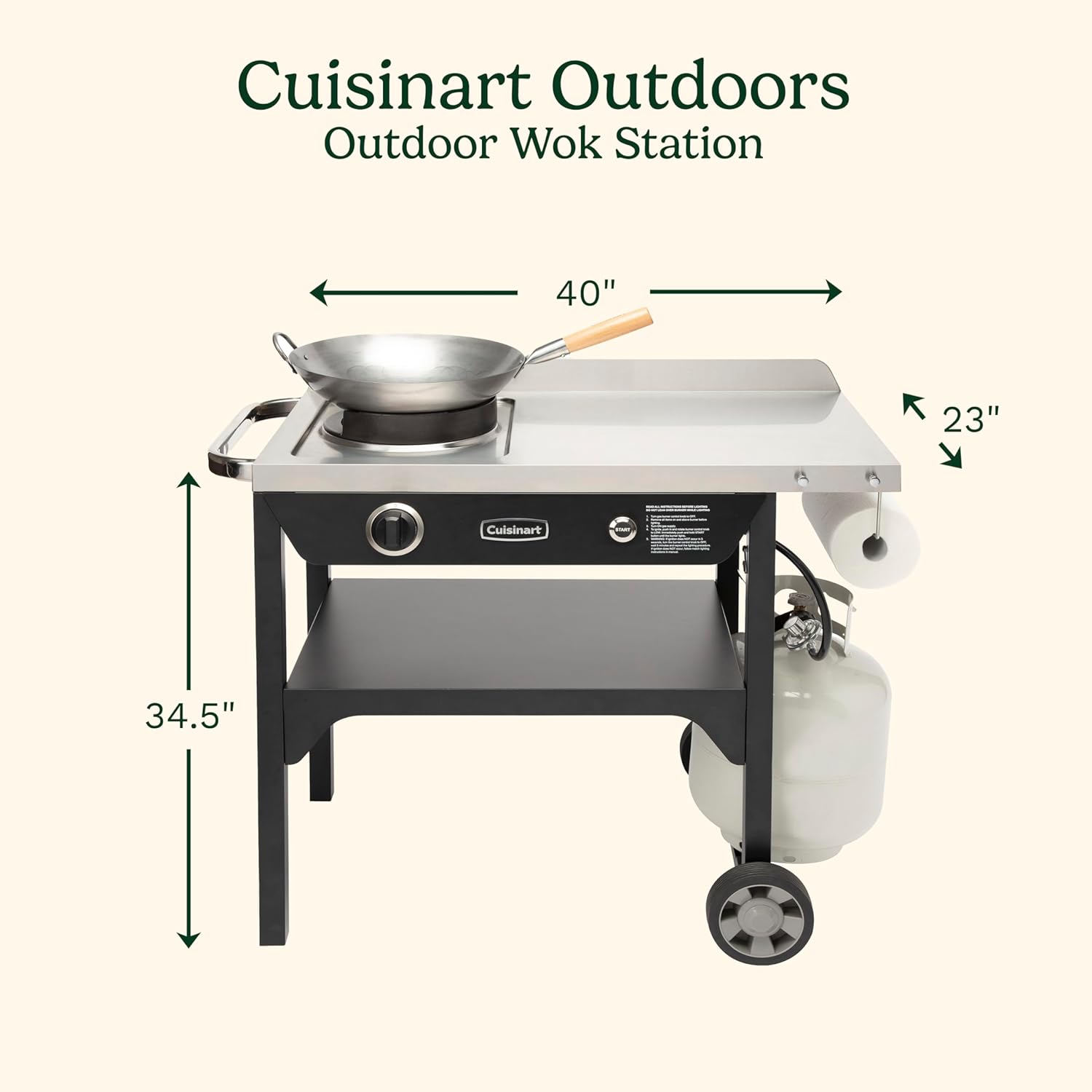 Cuisinart Outdoor Wok Station with 50,000 BTU Burner & 14&prime;&prime; Carbon Steel Wok &ndash; Perfect for Stir Frying & More