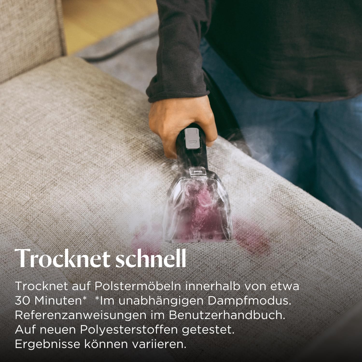 BISSELL SpotClean HydroSteam | Fleckenreiniger für Hartnckige Flecken | Dampft, Schrubbt und Saugt | Mehrflchen-Fleckenentfernung | Schnelltrocknend | Dampfmodus | HydroSteam Technologie | 3689N