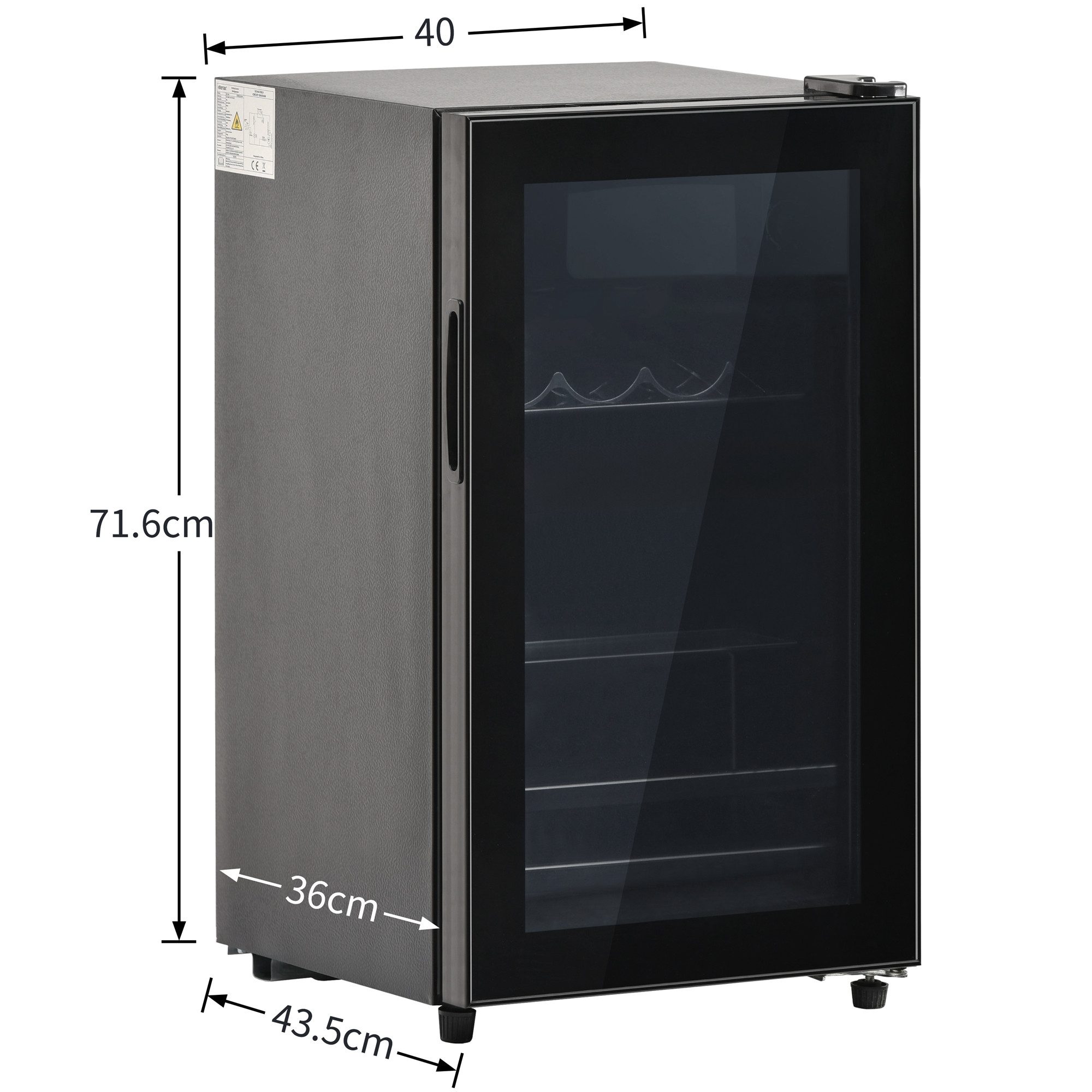 Kühlschrank 76L mit Gefrierfach, Glastür, verstellebare Ablage, Getränkekühlschrank SC-76A