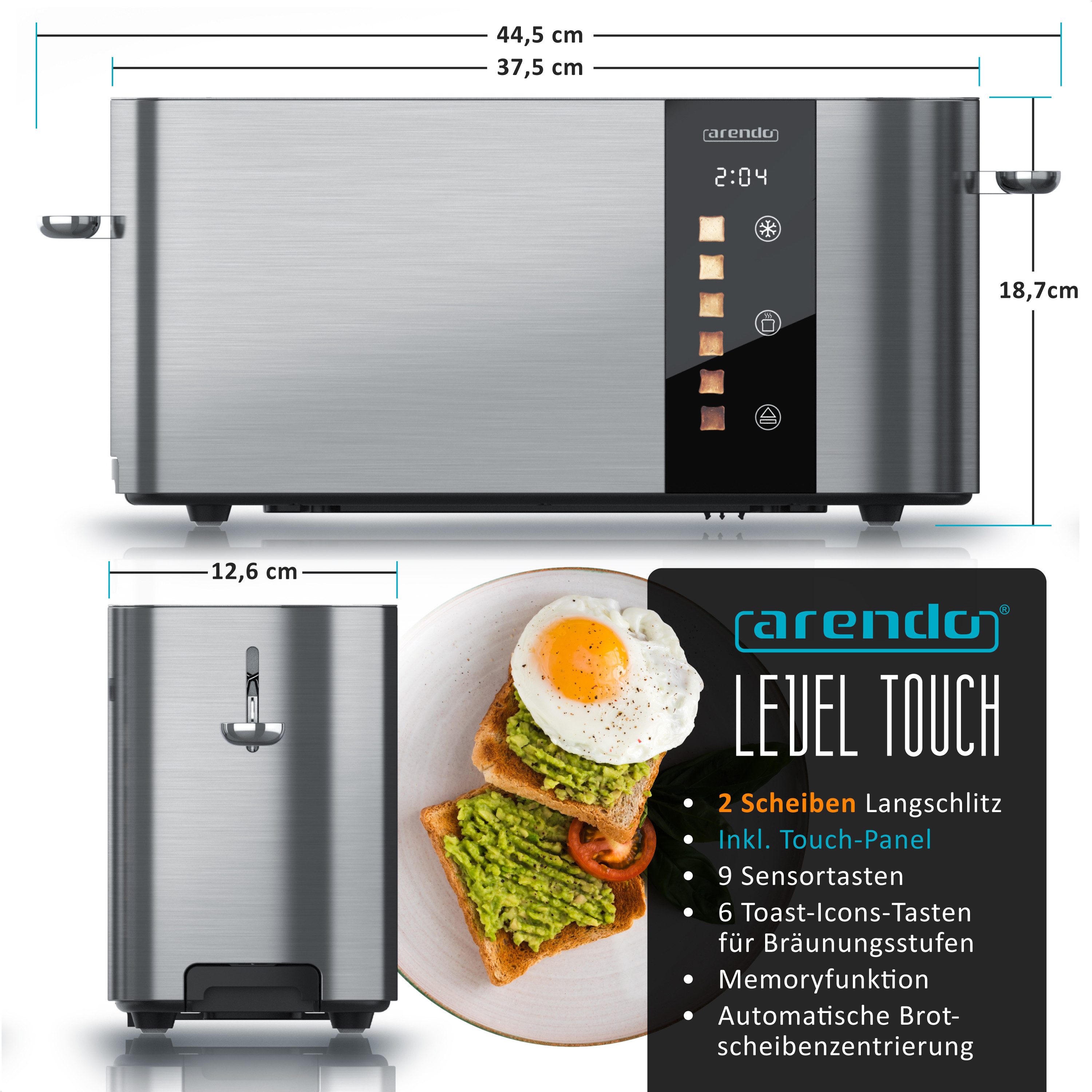 Toaster Edelstahl, Langschlitz, Touch Display, Restzeit & Bräunungsgradanzeige