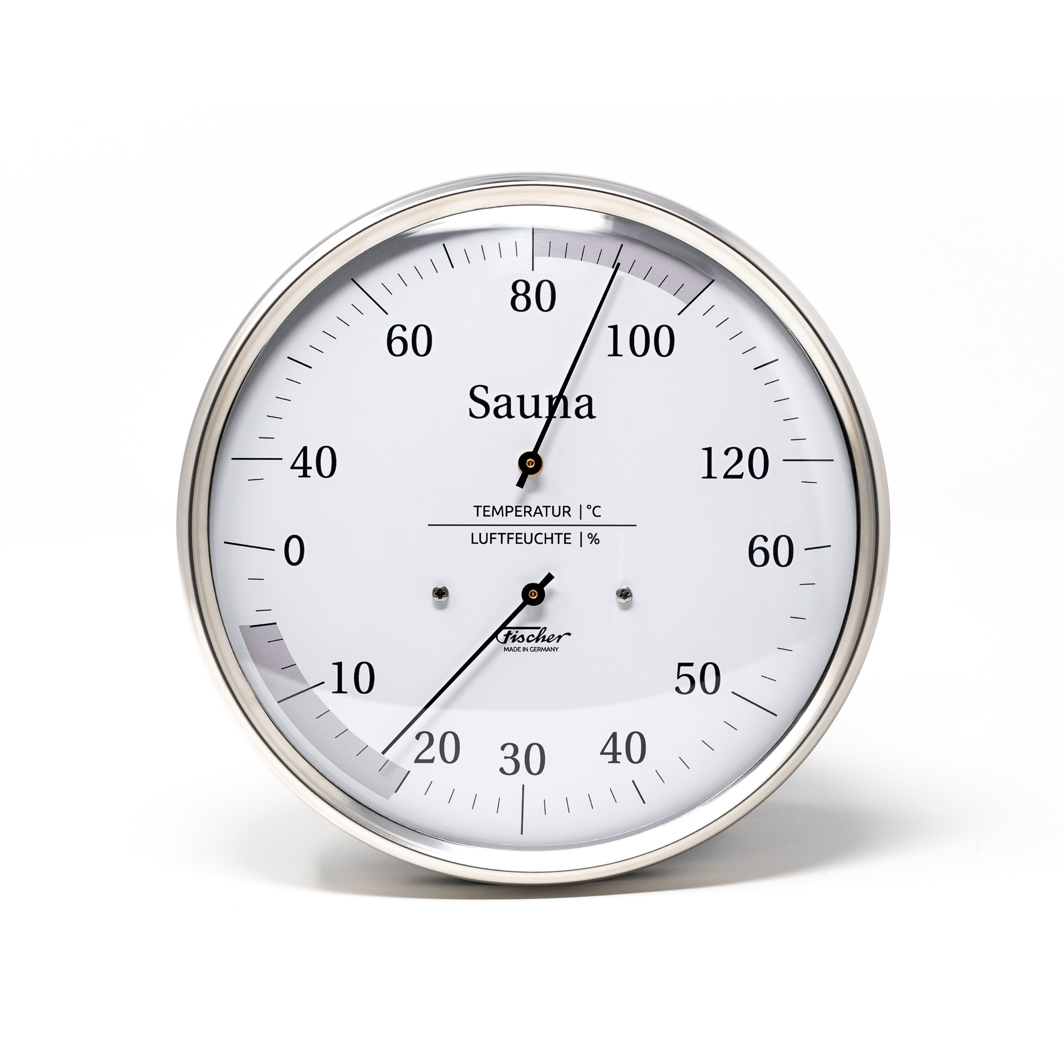 Klimamesser Fischer 194.01 Sauna-Thermohygrometer 130 mm Edelstahl Made in Germany