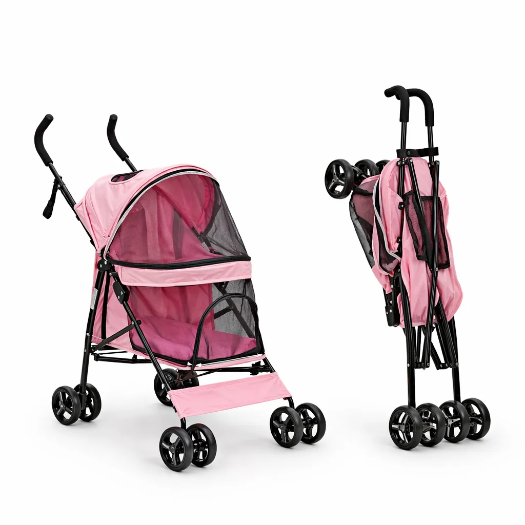 Foldable Pet Stroller �C Detachable Basket, 360�� Wheels & One-Hand Fold for Small Dogs & Cats