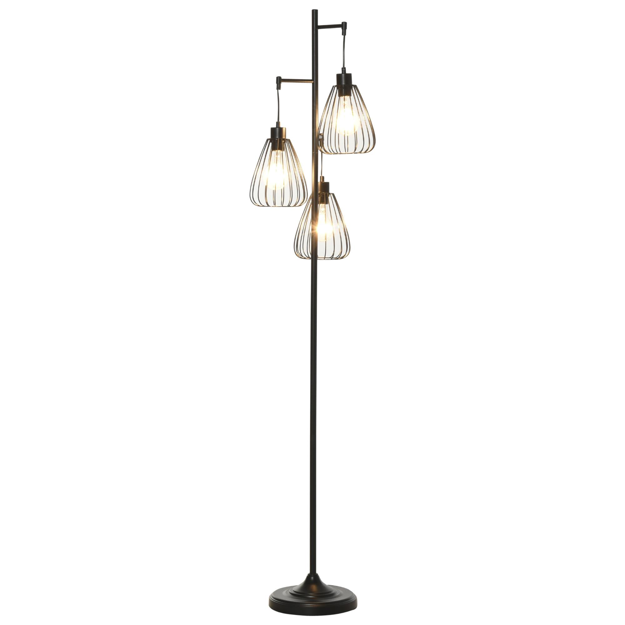 HOMCOM Vintage Industrielle Stehlampe aus Schwarzem Metall, Moderne Stehleuchte Ф35 x 170cm