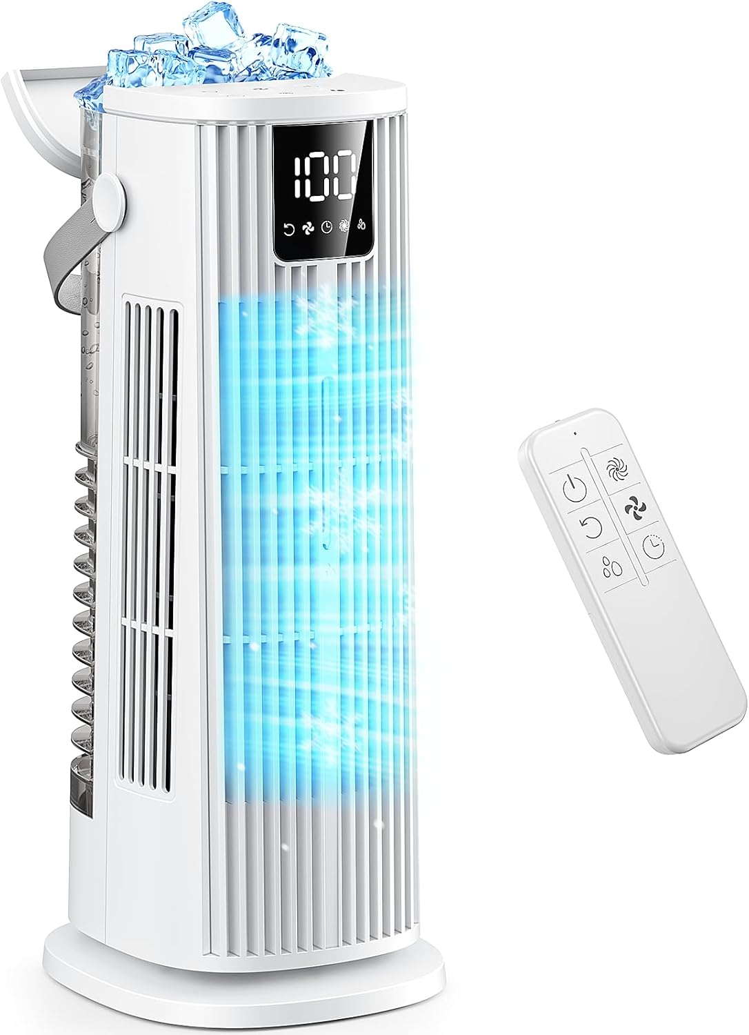 4 in1- Silent Tower Fan with Remote Control, 36W Portable Floor Fan,Powerful 6m/s Ventilatore a Torre 120° Oscillation,4 Speeds and 2 Modes,12H Timer,Column Fans Ideal for Home and Office
