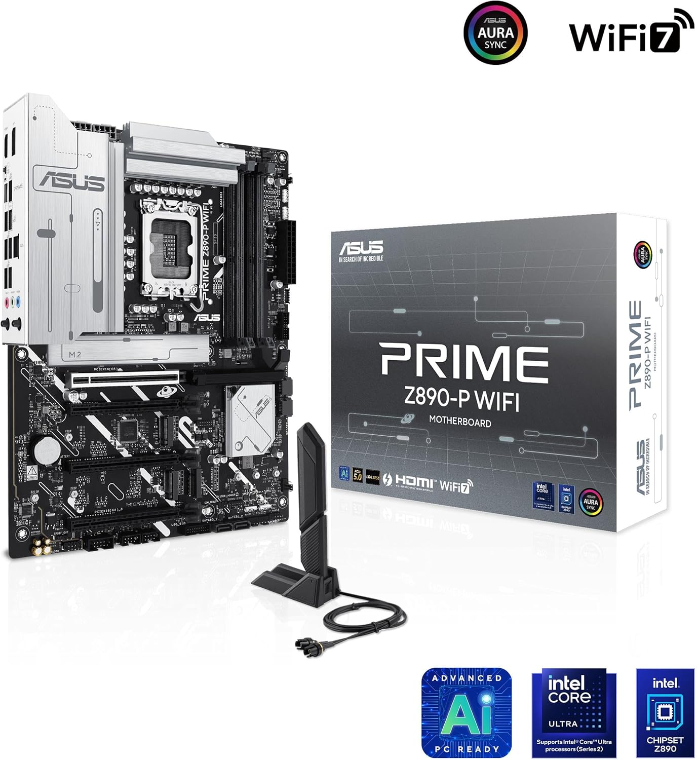 PRIME Z890-P WIFI, Scheda madre ATX, 14+1+2+1 Fasi di Alimentazione, Slot DDR5, PCIe 5.0, GPU di Nuova Generazione, Porta USB-C Thunderbolt 4, Wi-Fi 7, Q-Antenna