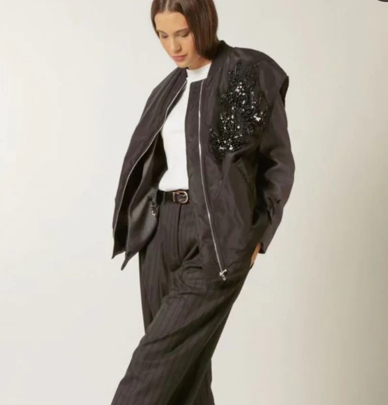 Black Sequin Motif Gilet �C Open Front