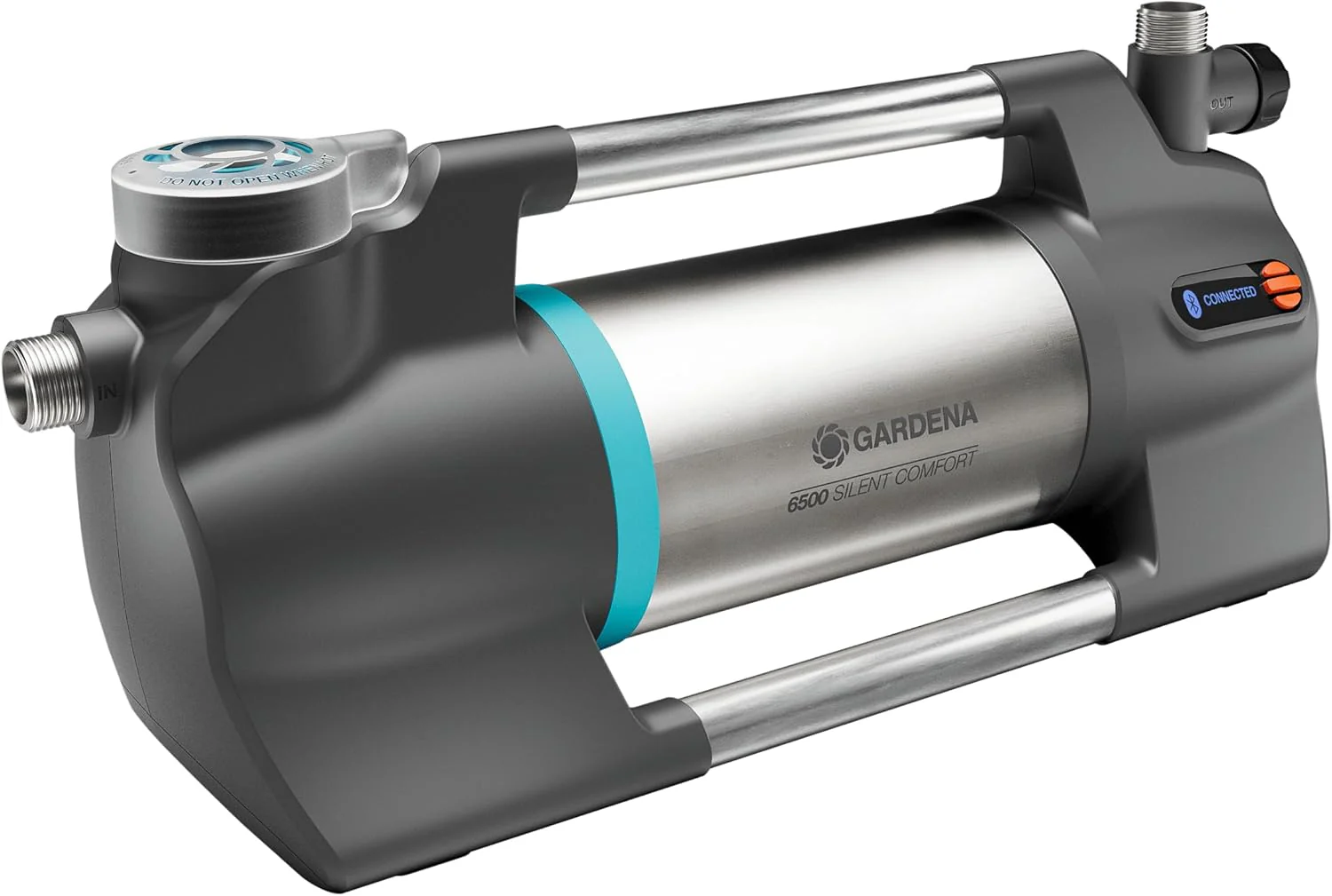 Gardena Tuinpomp 6500 SilentComfort: Extra stille besproeiingspomp via app te bedienen, opbrengst 6500 l/u, droogloopbeveiliging, roestvrij staal, energiezuinig en waterbestendig (9059-20)