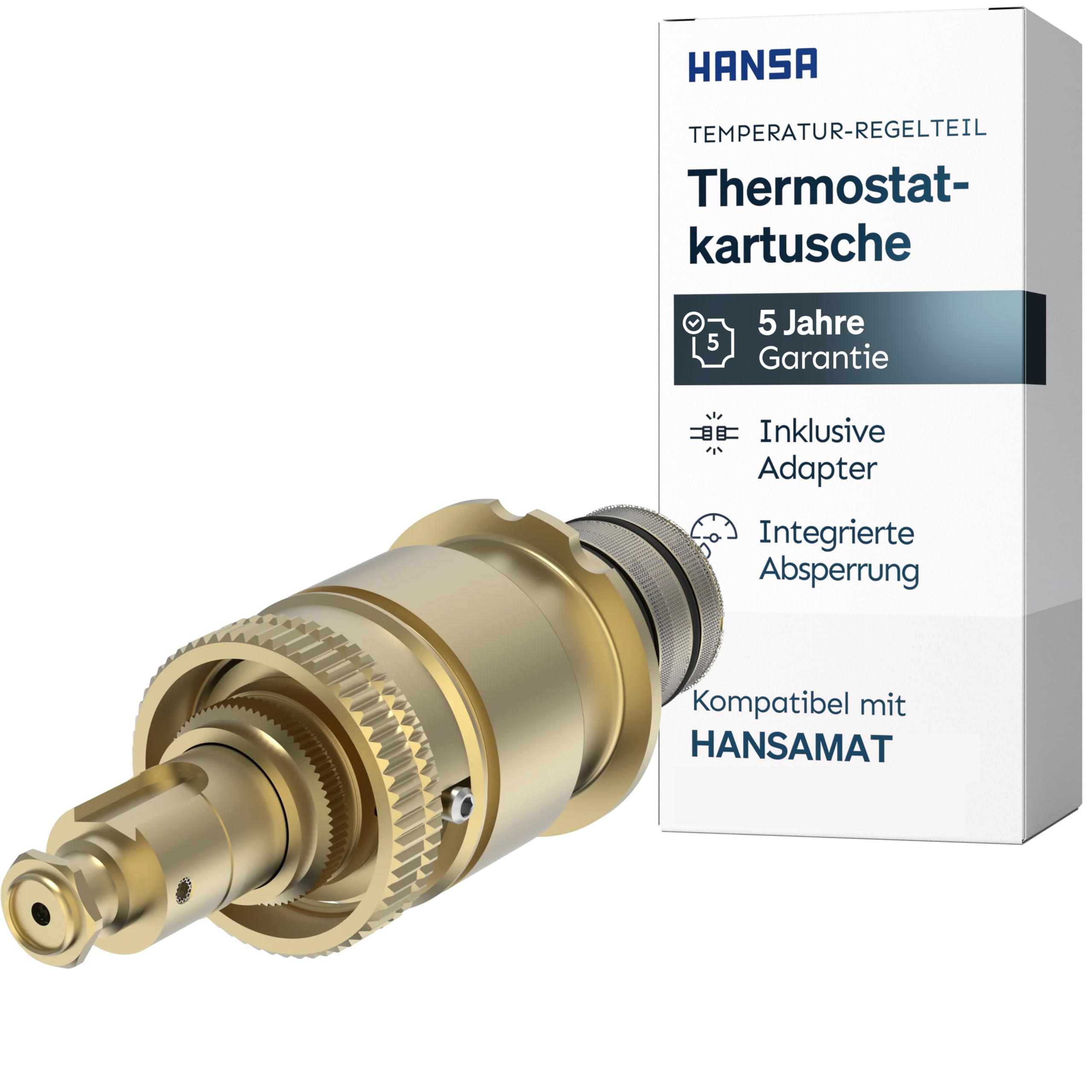 HANSA Thermostatkartusche mit Absperrung und Schmutzfilter G 1/2 DN 15 Messing für Duschthermostat Badarmatur