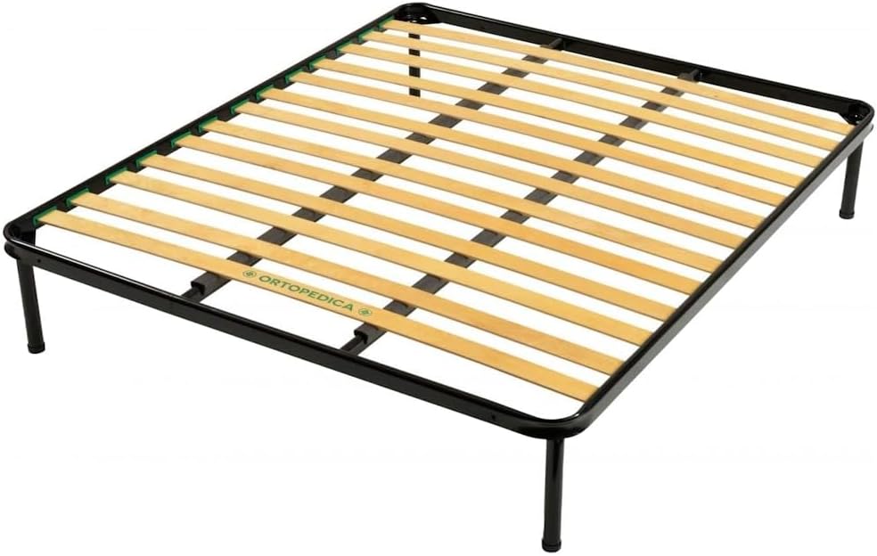 Generico Rete Letto Matrimoniale 160x190 cm – Ortopedica e Resistente – Doghe in Legno Multistrato, Telaio in Ferro Robusto – Made in Italy, Qualità 100% Italiana