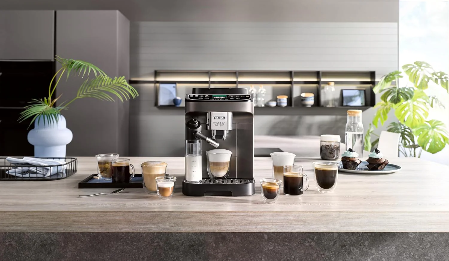 De'Longhi Magnifica Evo ECAM312.80.TB Kaffeevollautomat 1,8L – 13 Getränke, LatteCrema, Touch, Titan Schwarz