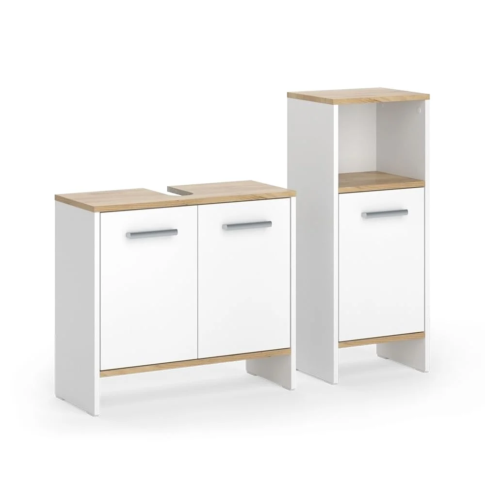 Vicco Badmöbel-Set Karli mit Waschbeckenunterschrank, modernes Badezimmermöbel-Set