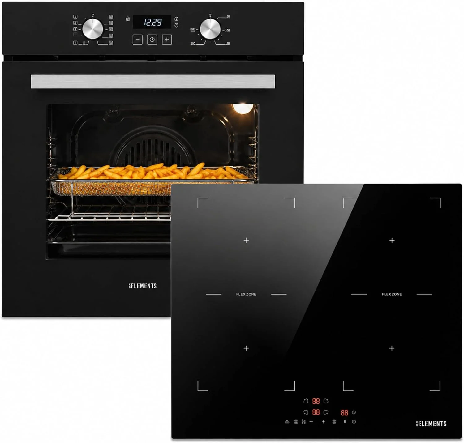 Autarkes Backofen, 73 Liter (Nutzvolumen: 65 Liter), 3000 Watt, 60 cm, 59 cm, Kristallglas, Schwarz