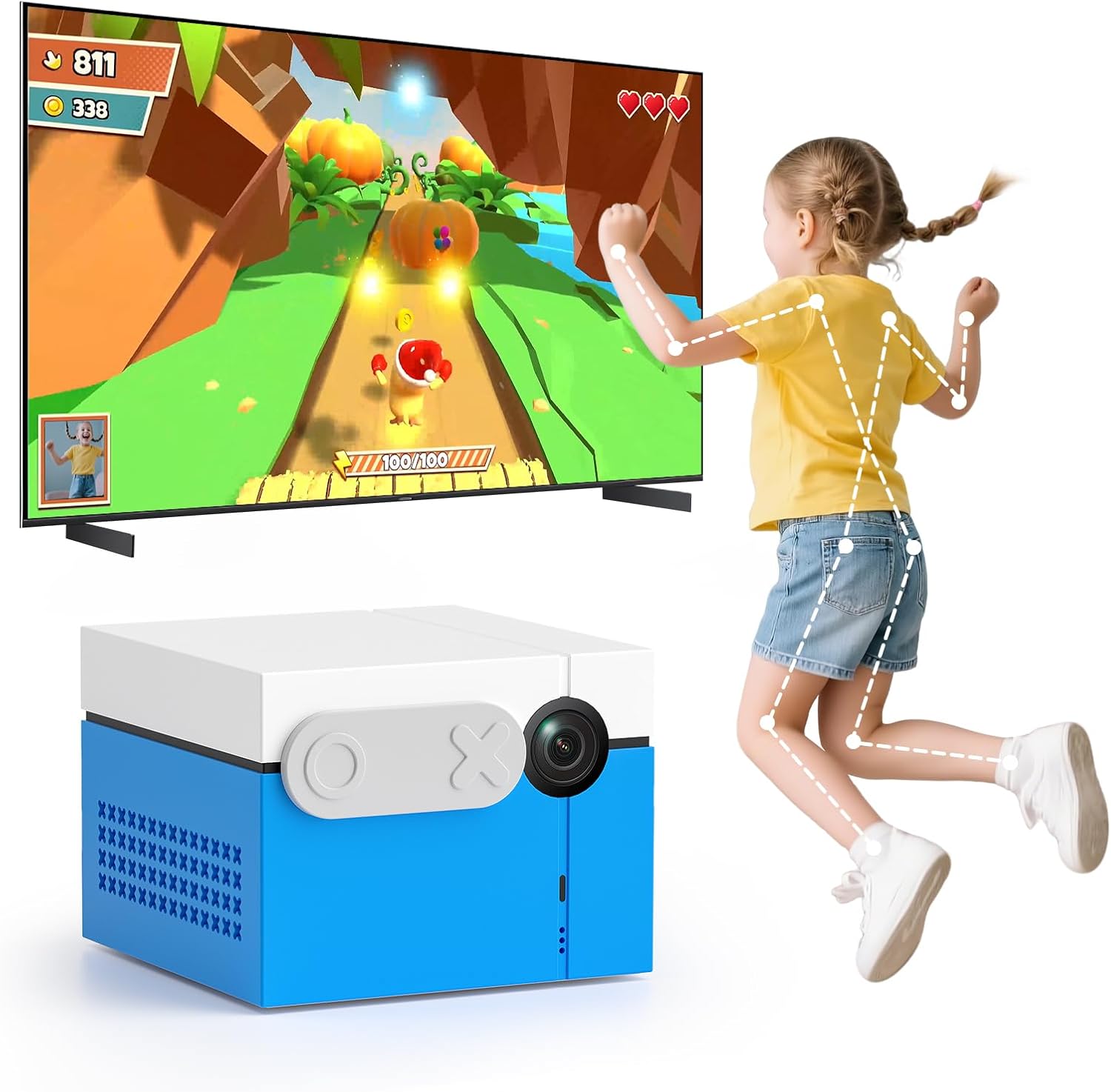 KINHANK MotionX Motion Sensor Game Console, Interactive Physical Video Game System for Parents and Children, No Controller/No Subscription, Toy Gift for Kids(3-16 Years)