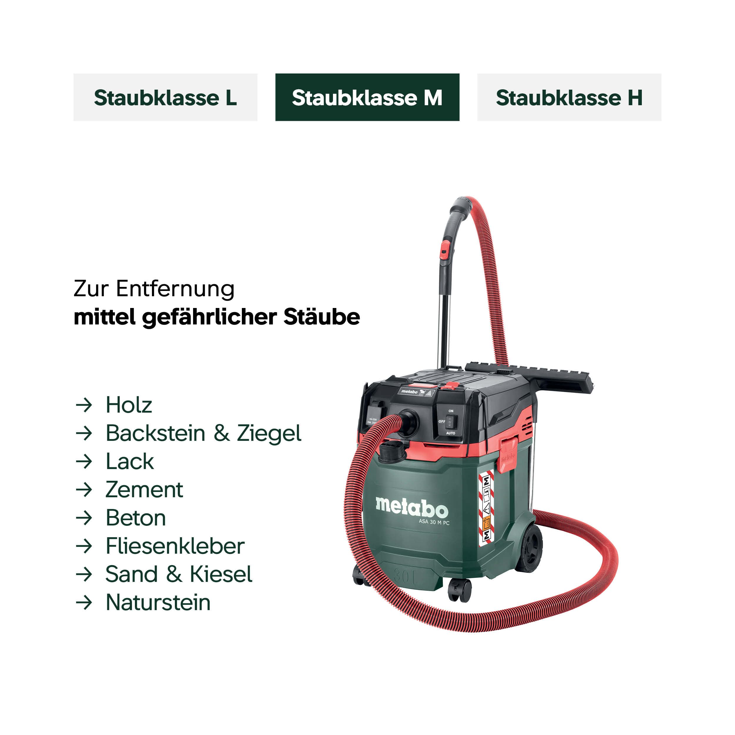 Nass- und Trockensauger ASA 30 M PC, 1200 W, Staubklasse M mit Abschaltautomatik und Antistatik-Ausstattung