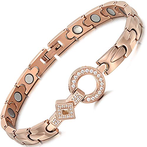 Womens Stainless Steel Magnetic Therapy Bracelets For Pain Relief  with Rhinestone