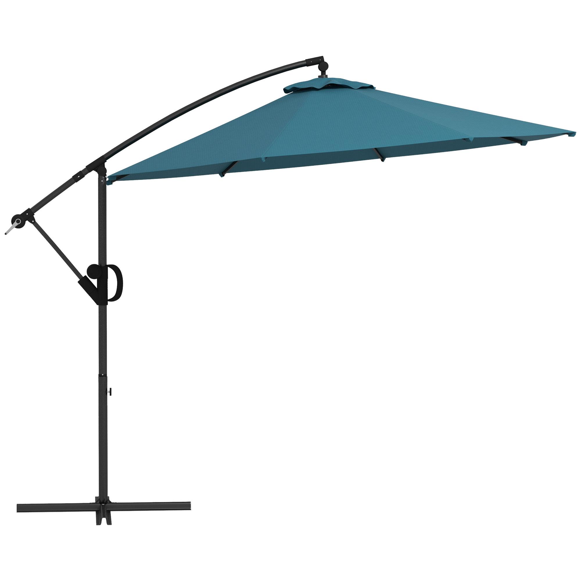 Outsunny Seitlicher neigbarer Sonnenschirm Ø2,93 x 2,60 m mit Kurbel, UV-Schutz für Balkon Terrasse blau