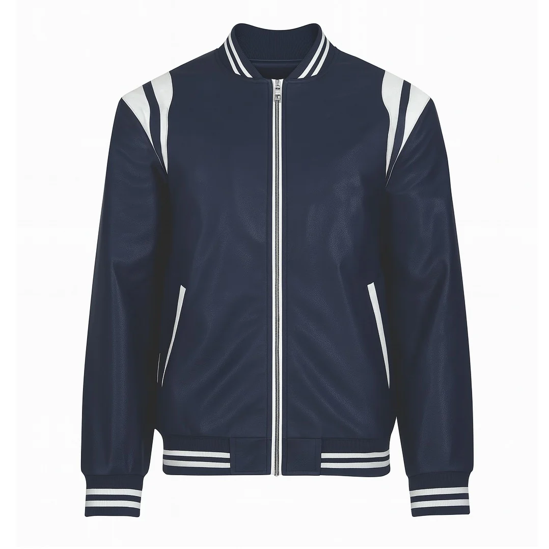 12 Pack Adult Faux Leather Varsity Jacket in Navy