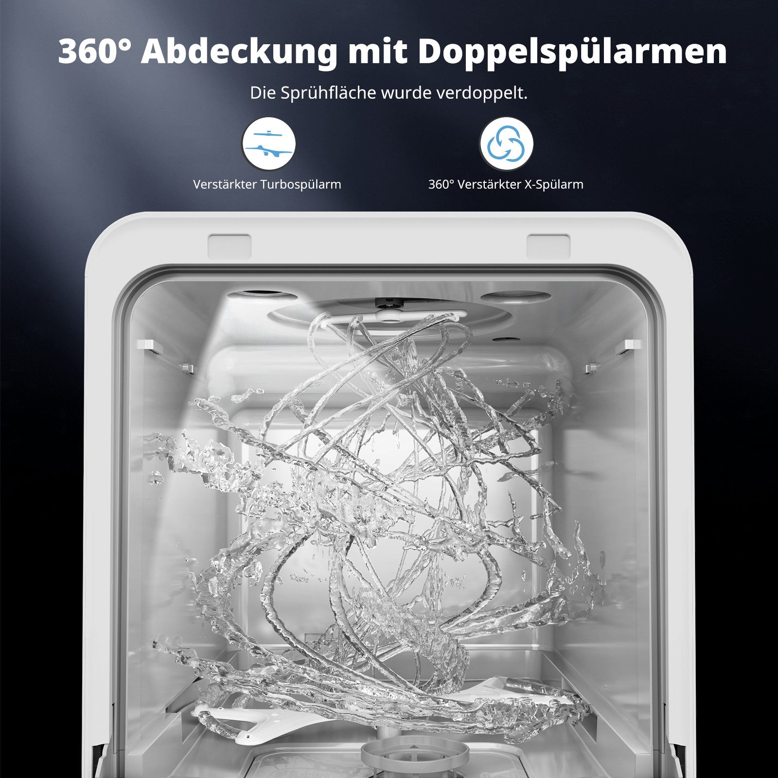 Tischgeschirrspüler ZMW-DUHC01 Mini Geschirrspüler mit wassertank,9 Programme,37 * 50cm Ultra-Schmal & Tief, 1-24H Timer