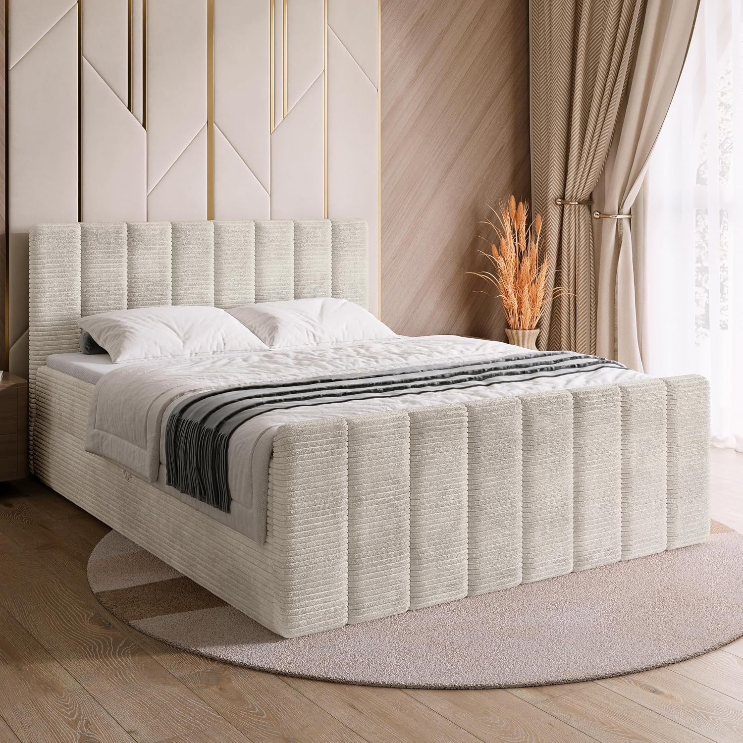 BROMARKT Boxspringbett mit Matratze 140x200cm Bett mit Topper Dunkelgrau