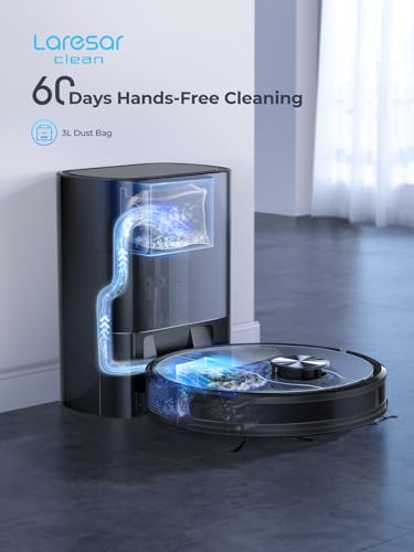 Laresar Clean Robot Vacuum, 3 in 1 Robotic Vacuum Cleaner with Self Emptying Station for 60 Days, LiDAR Navigation, 3500Pa Suction, WiFi/APP/Alexa, Ideal for Pet Hair, Carpet and Hard Floor
