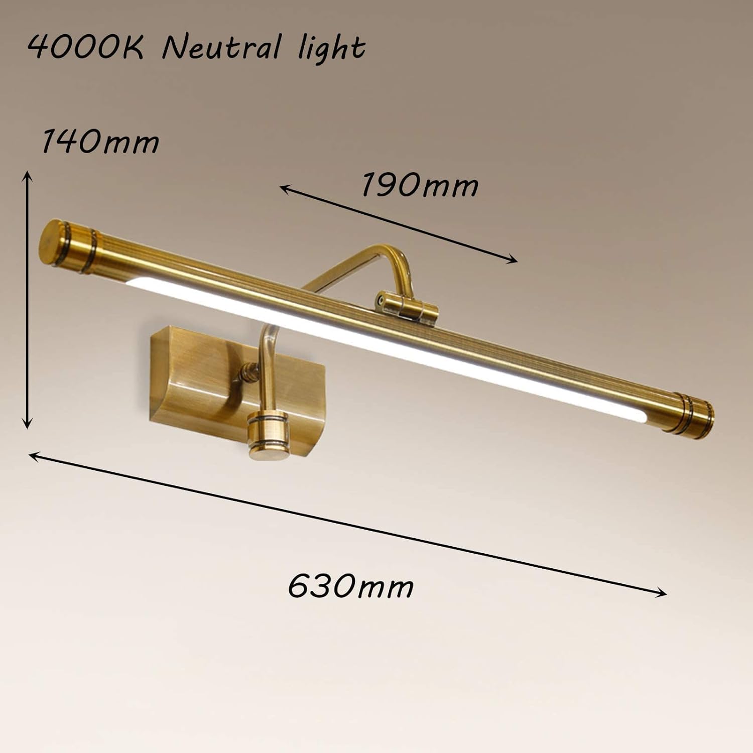 Led Retro Badezimmer Spiegel Licht, 4000K Wasserdicht Badezimmer Spiegel Front Lichtmessing Eitelkeit Spiegel Lichter Mit Verstellbarer Funktion Make-Up Beleuchtungen Für Umkleidetisch Waschbecken/63C