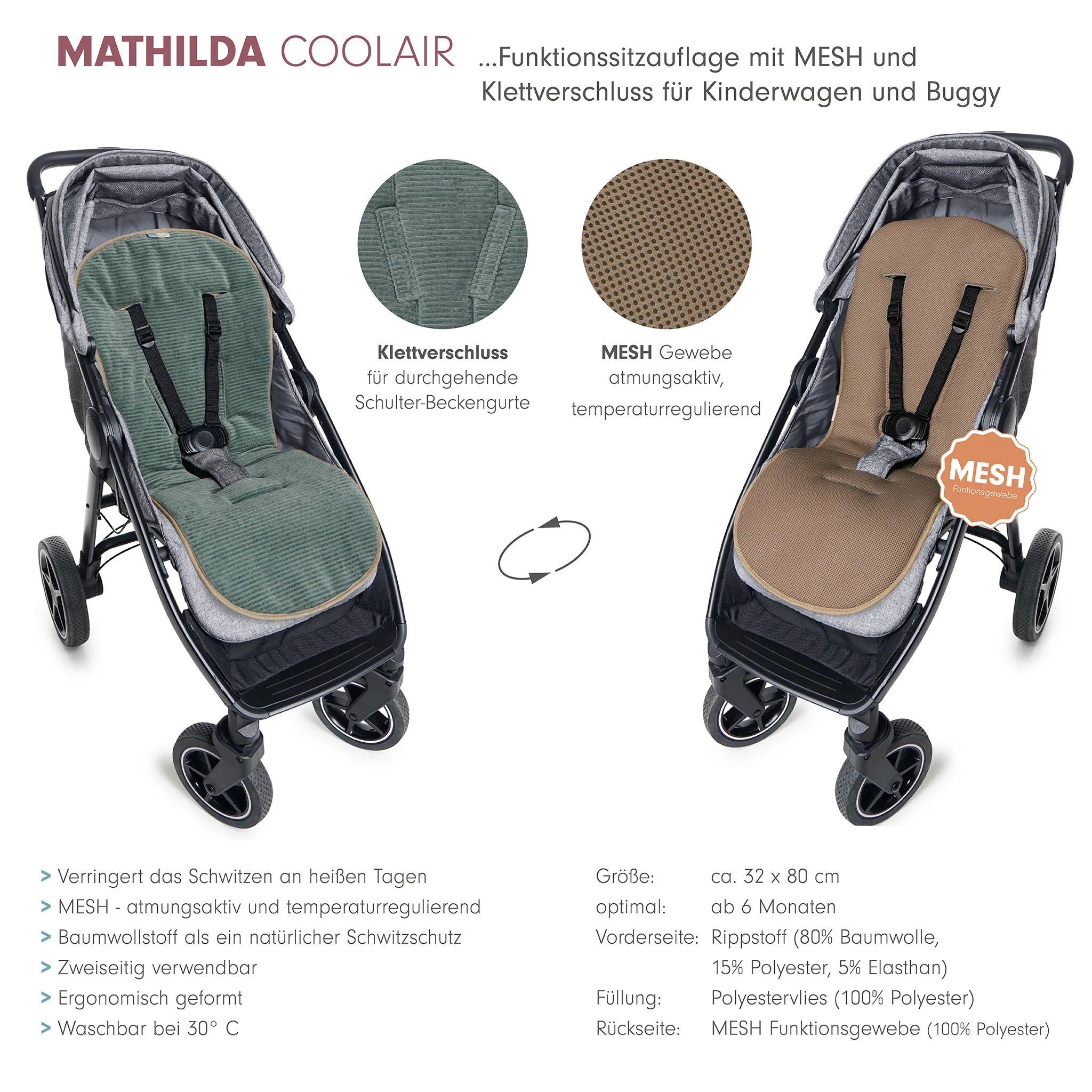 MATHILDA COOLAIR die Sitzauflage mit Klett