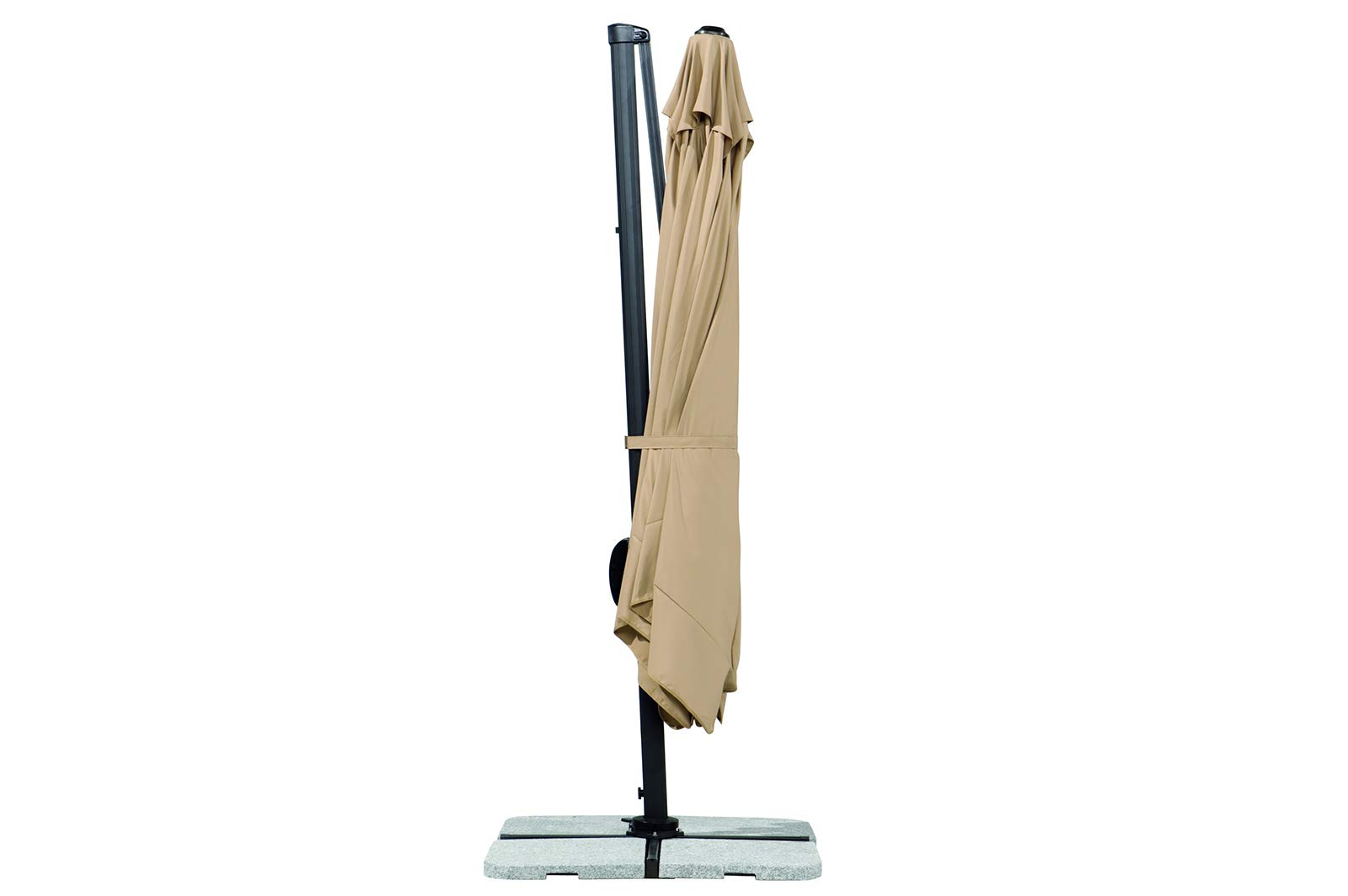 Sonnenschirm quadratisch 300 x 300 cm mit Alu/Stahl-Gestell, UV-Schutz 50+, Polyester natur, inkl. Schutzhülle und Plattenständer