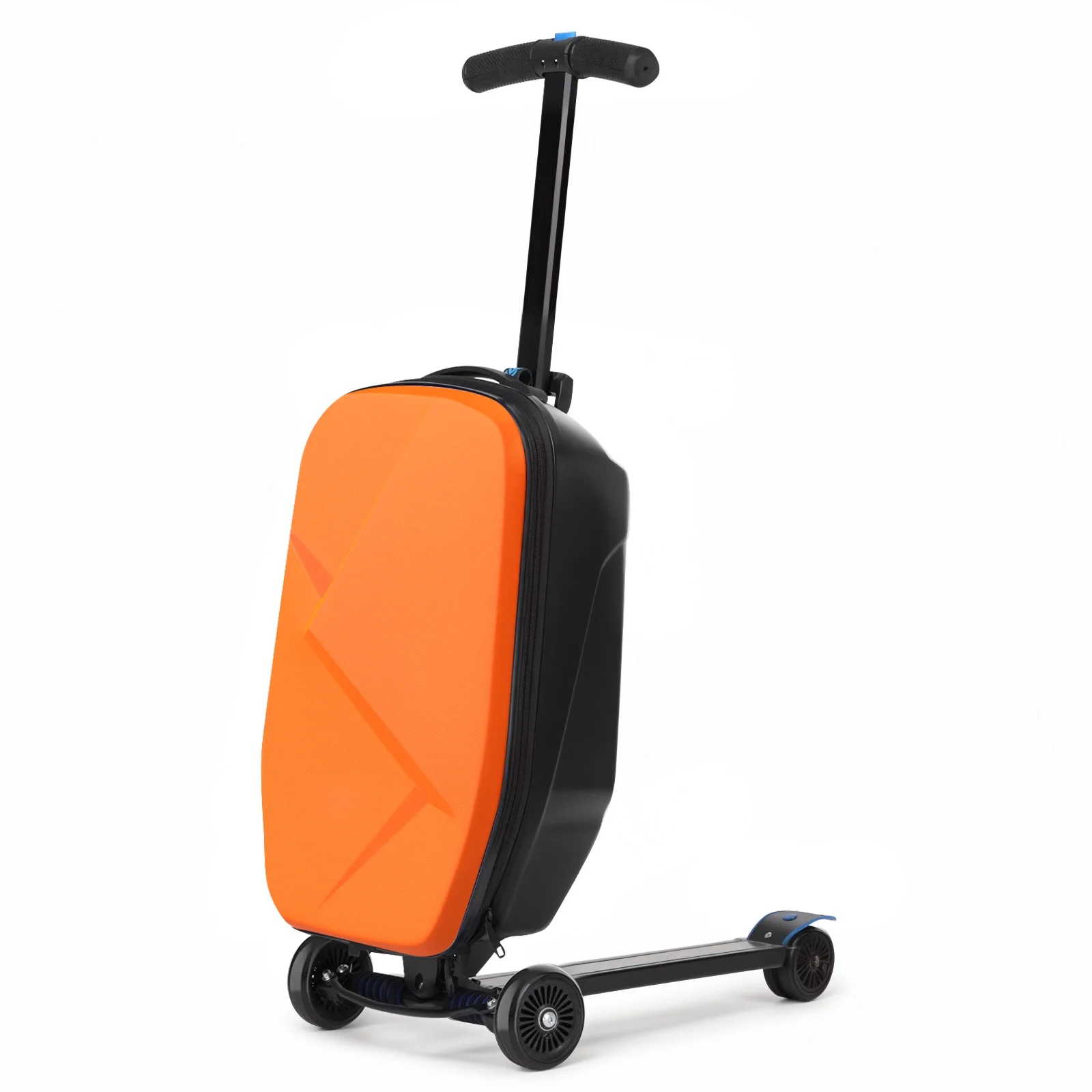 Advwin Scooter Luggage for Kids & Adults, Hardside Ride on Suitcase for Kids Ages 4-15 Multifunctional Lightweight Foldable Carry on Luggage with Wheels Ride on for Children Teenagers, Pink